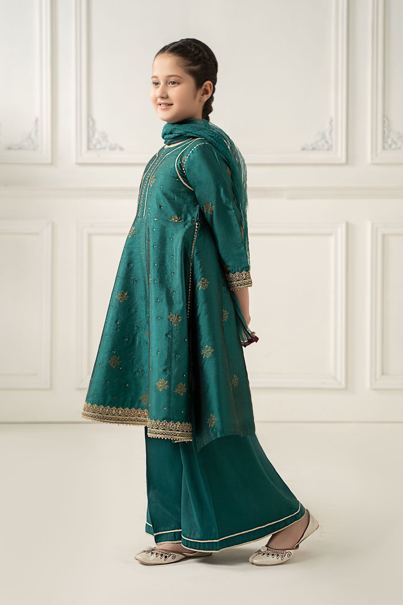 3 Piece Embroidered Polyester Net Suit | MKS-EF25-49