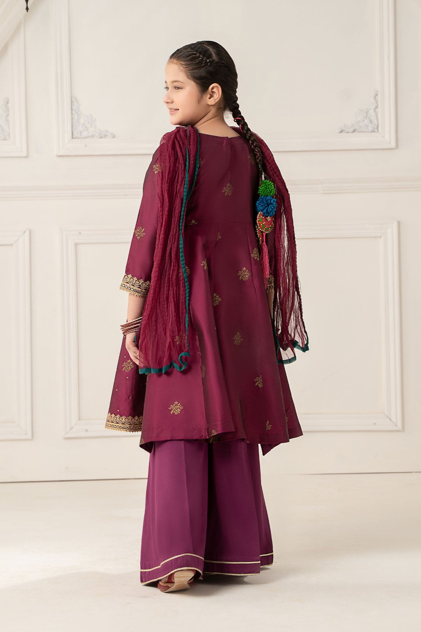 3 Piece Embroidered Polyester Net Suit | MKS-EF25-49