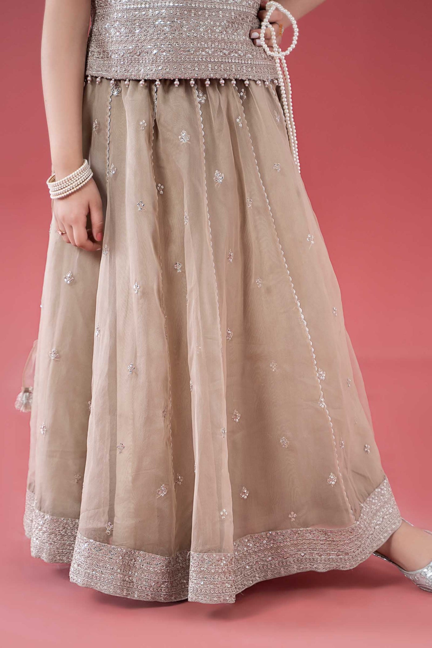 3 Piece Embroidered Raw Silk Suit | MKS-EA25-46