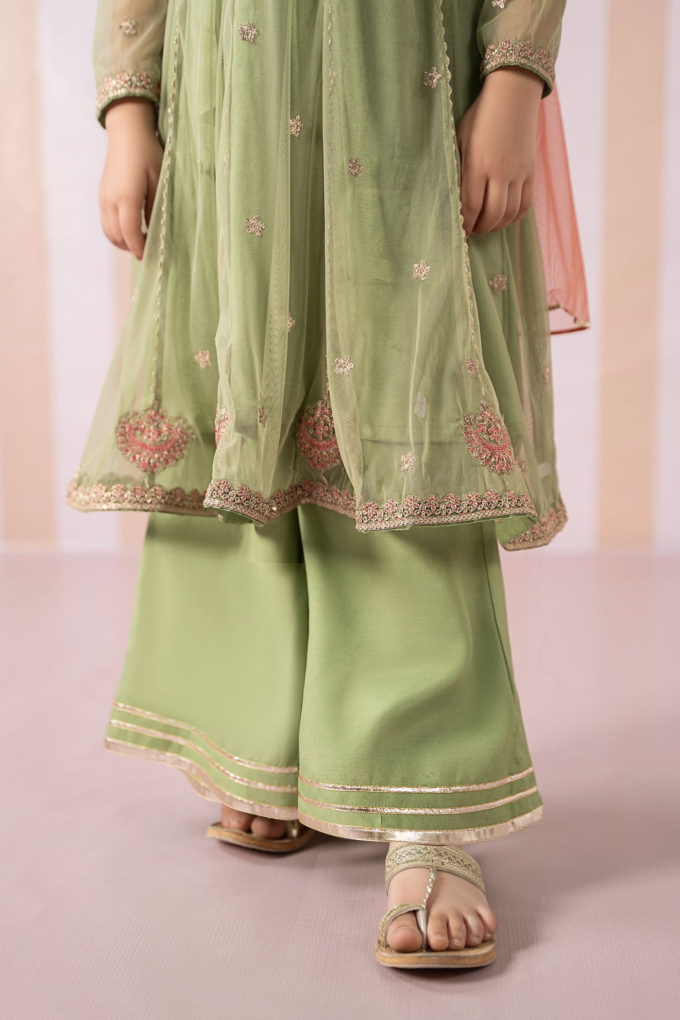 3 Piece Embroidered Polyester Net Suit | MKS-EF25-02