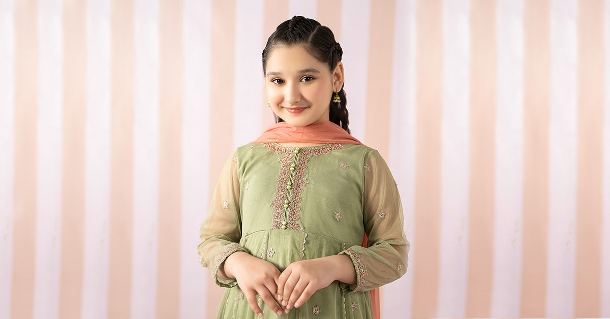 3 Piece Embroidered Polyester Net Suit | MKS-EF25-02