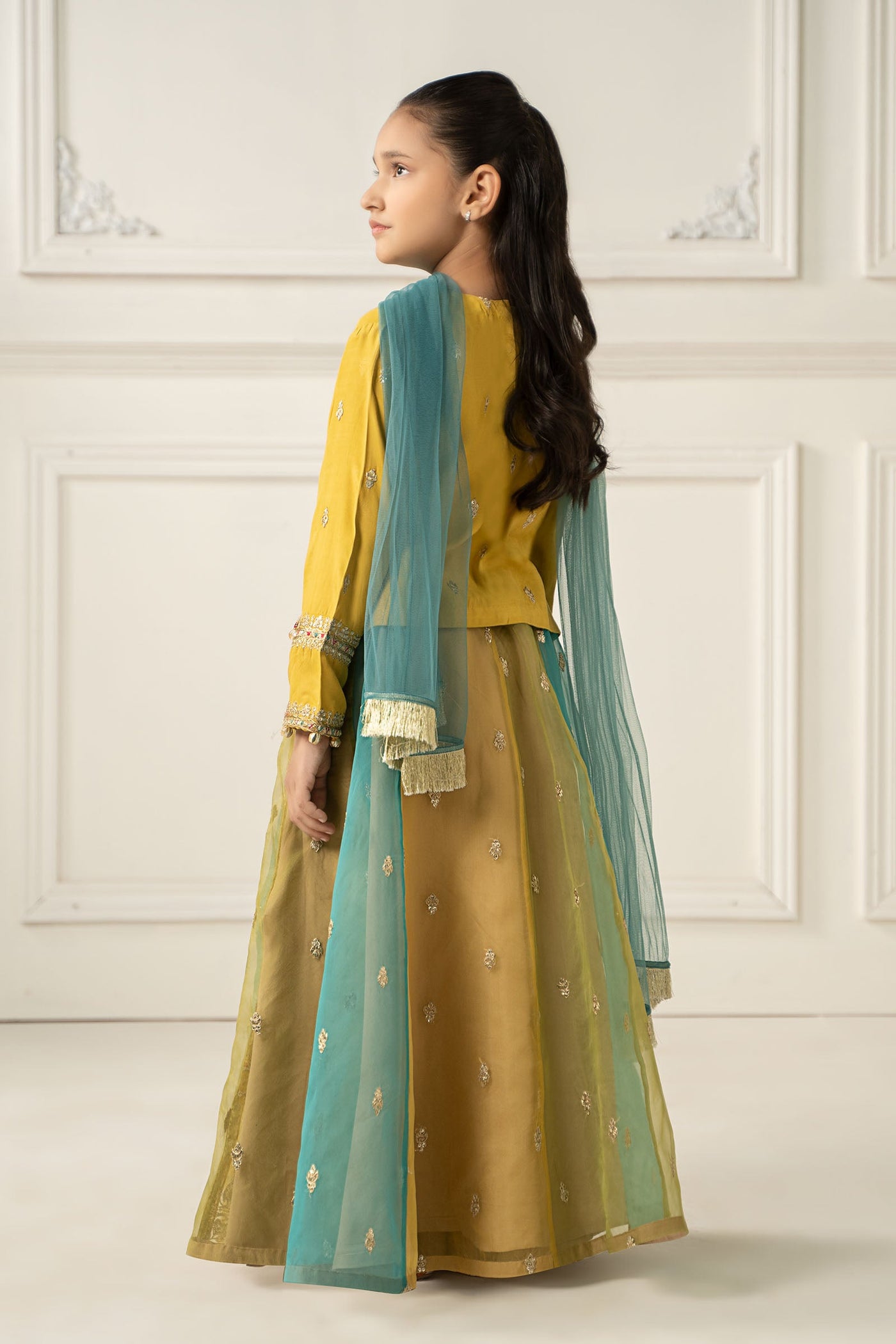 3 Piece Embroidered Raw Silk Suit | MKS-EF25-29