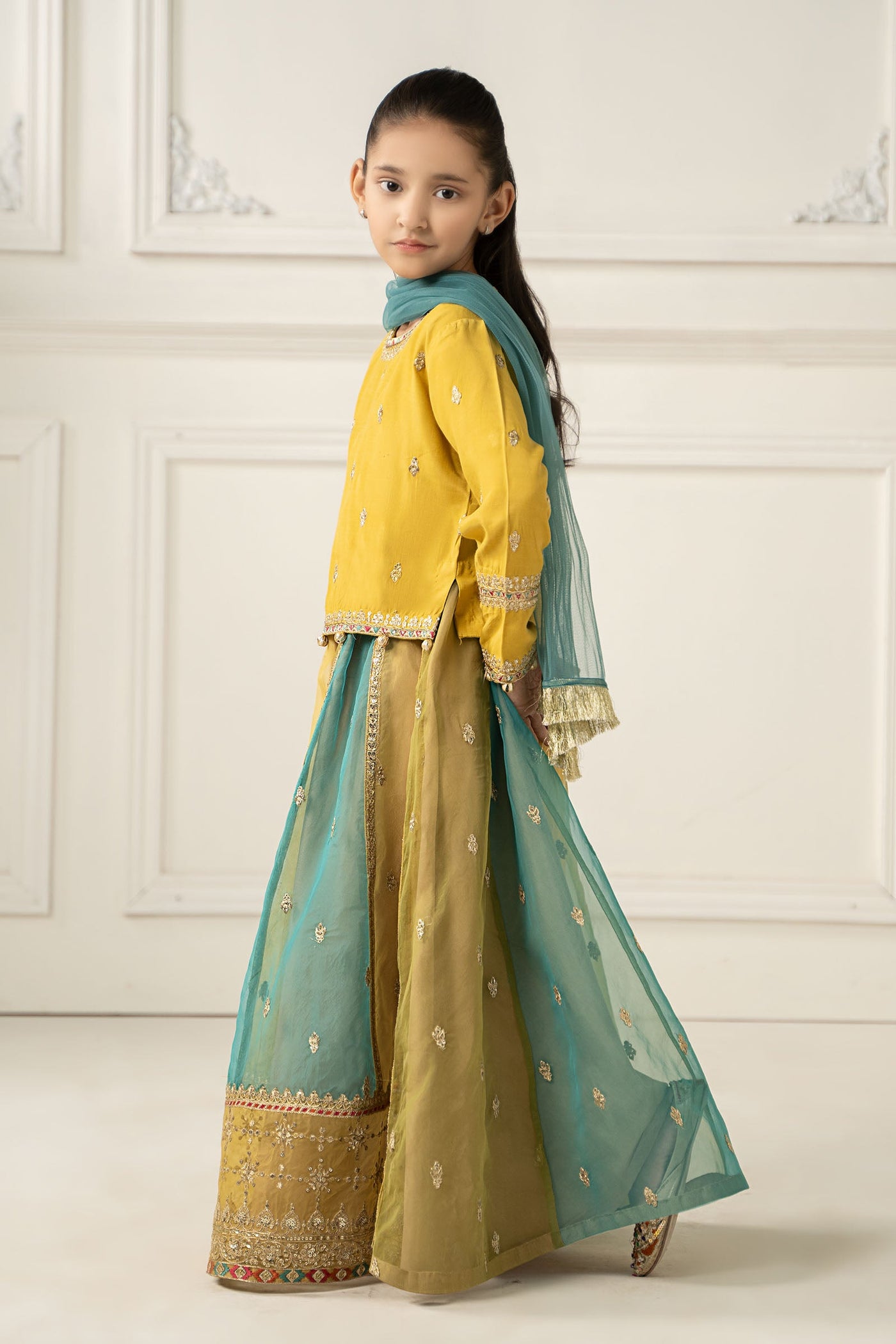 3 Piece Embroidered Raw Silk Suit | MKS-EF25-29