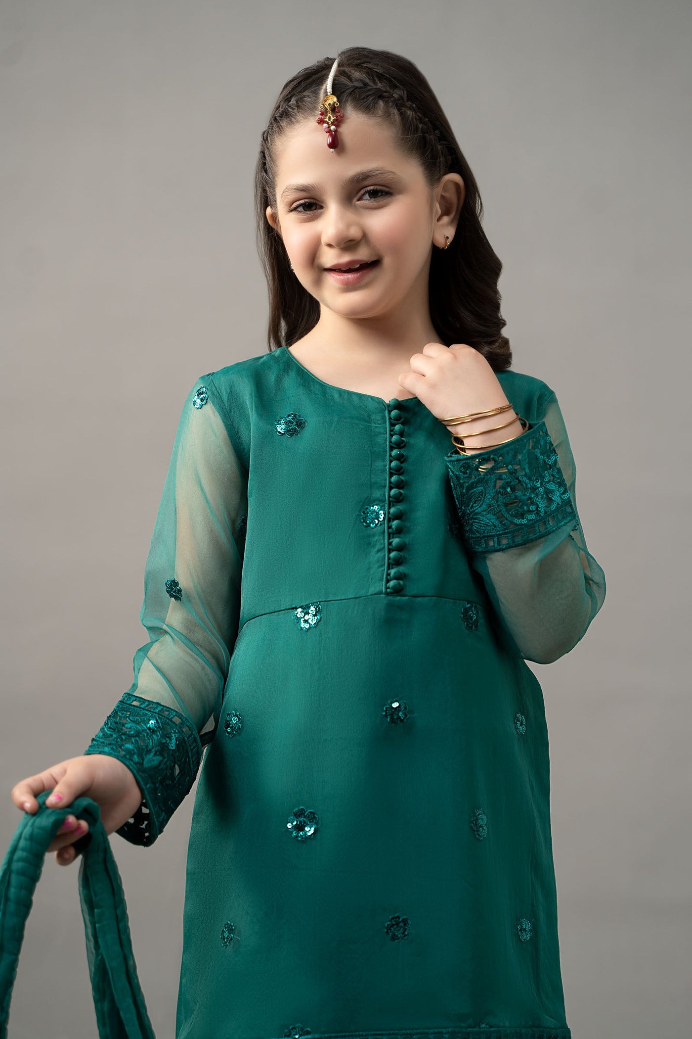 3 Piece Embroidered Organza Suit | MKS-EF25-44