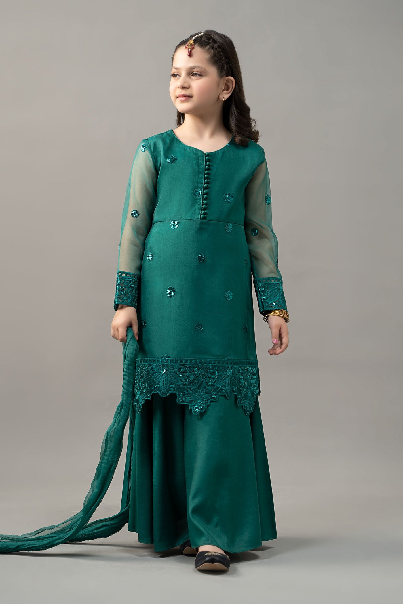 3 Piece Embroidered Organza Suit | MKS-EF25-44