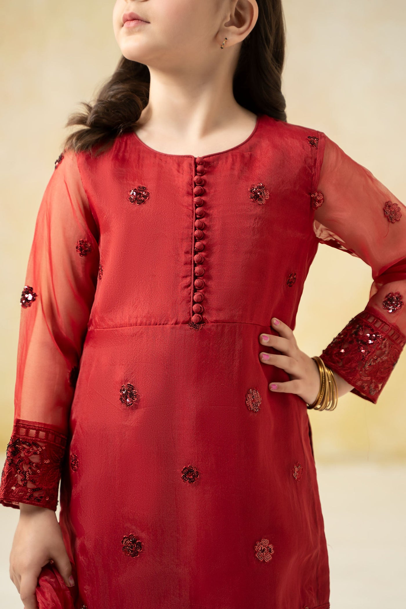 3 Piece Embroidered Organza Suit | MKS-EF25-44