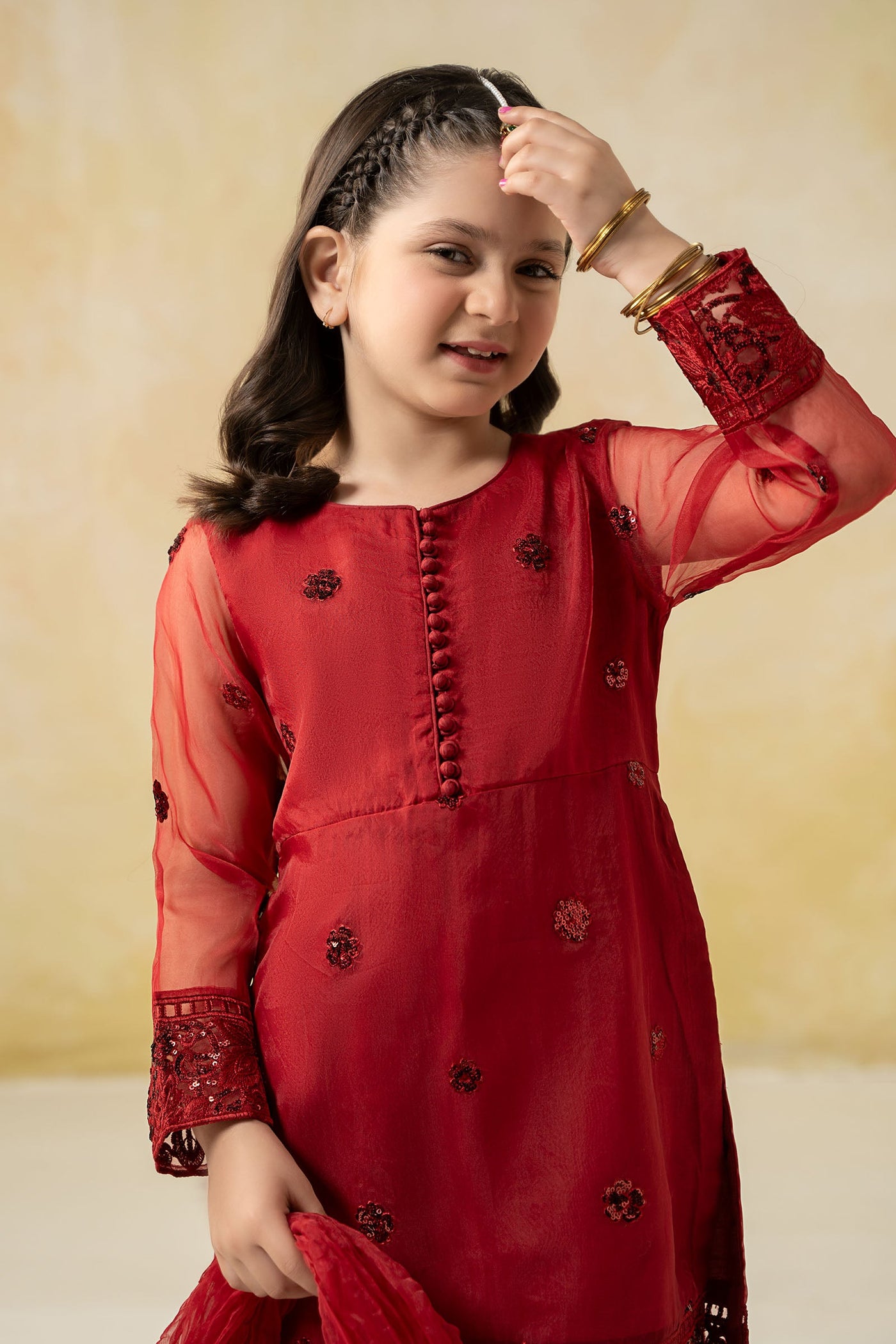 3 Piece Embroidered Organza Suit | MKS-EF25-44