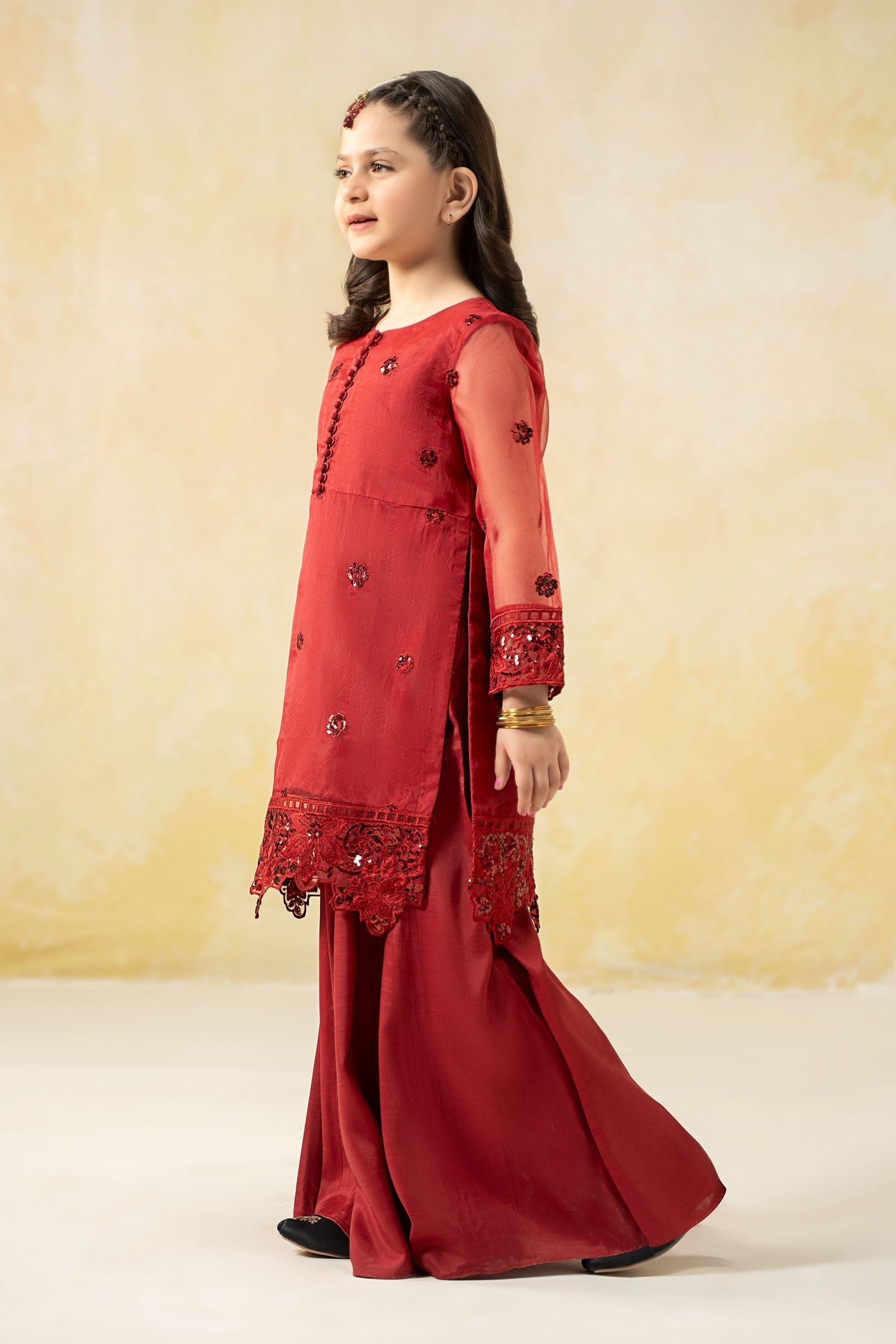 3 Piece Embroidered Organza Suit | MKS-EF25-44