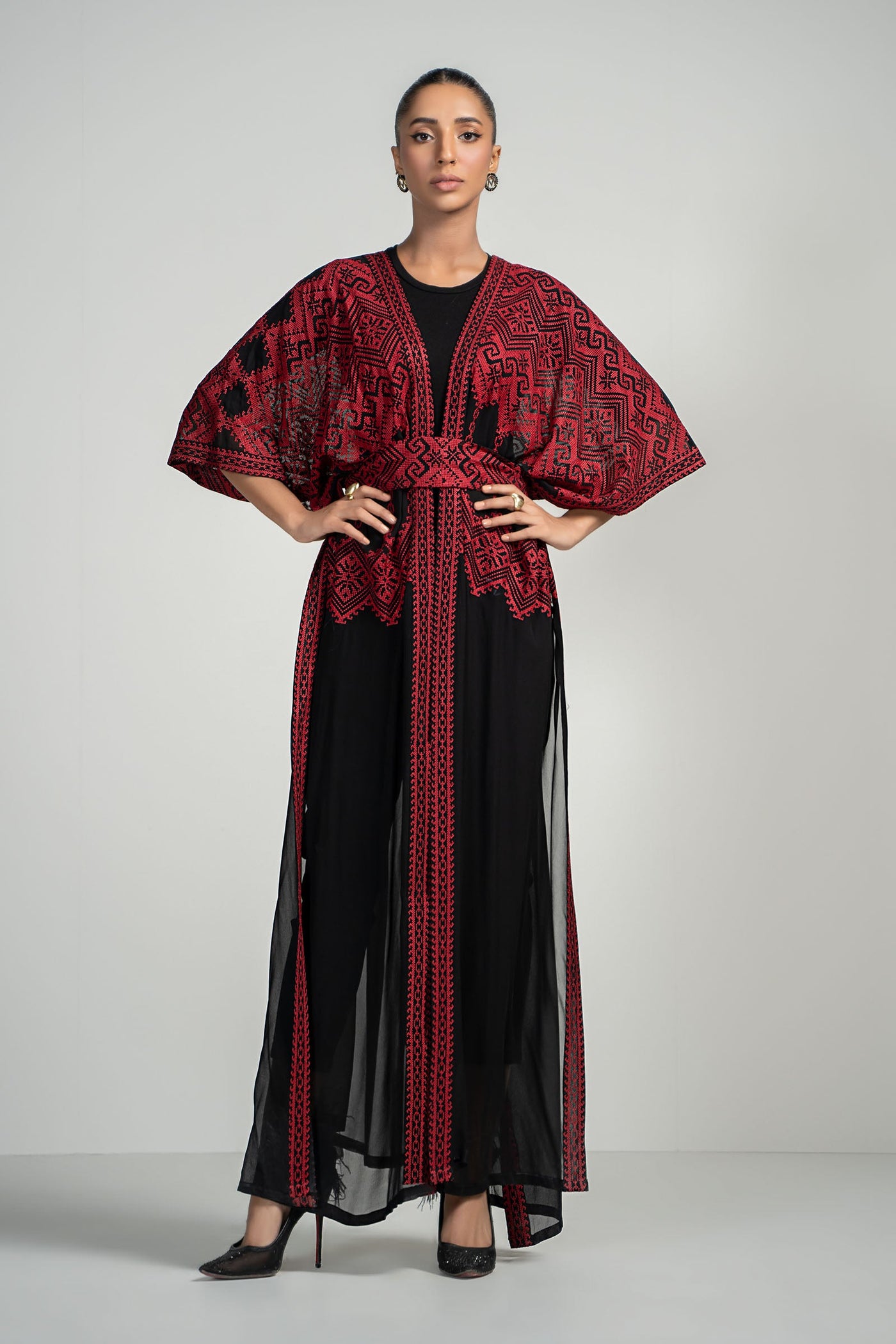 Embroidered Georgette Kaftan | PS-PF24-15