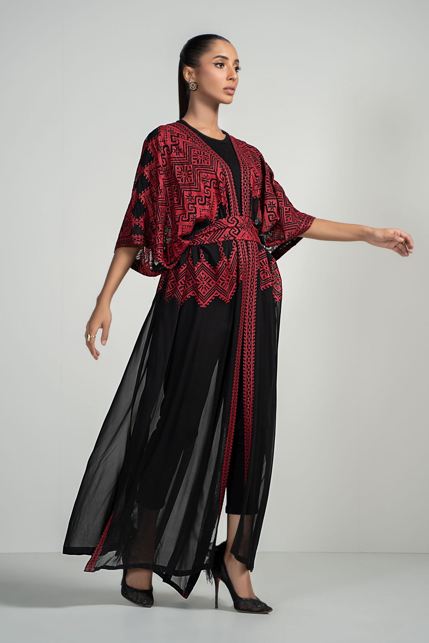 Embroidered Georgette Kaftan | PS-PF24-15