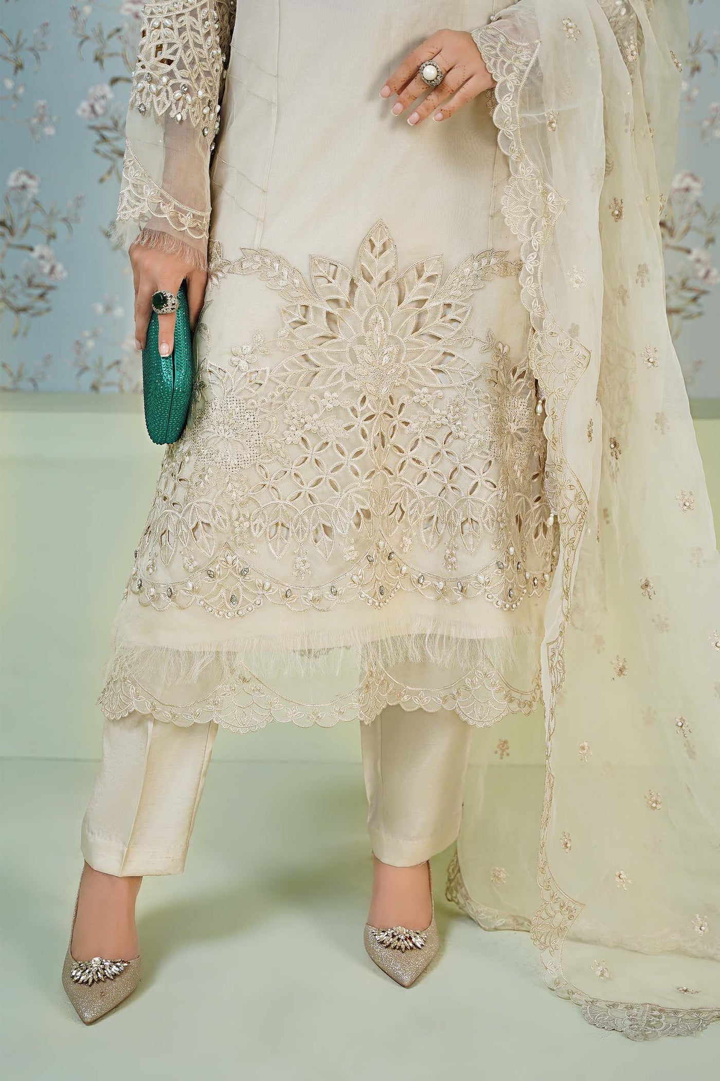 3 Piece Embroidered Organza Suit | SF-EA24-91