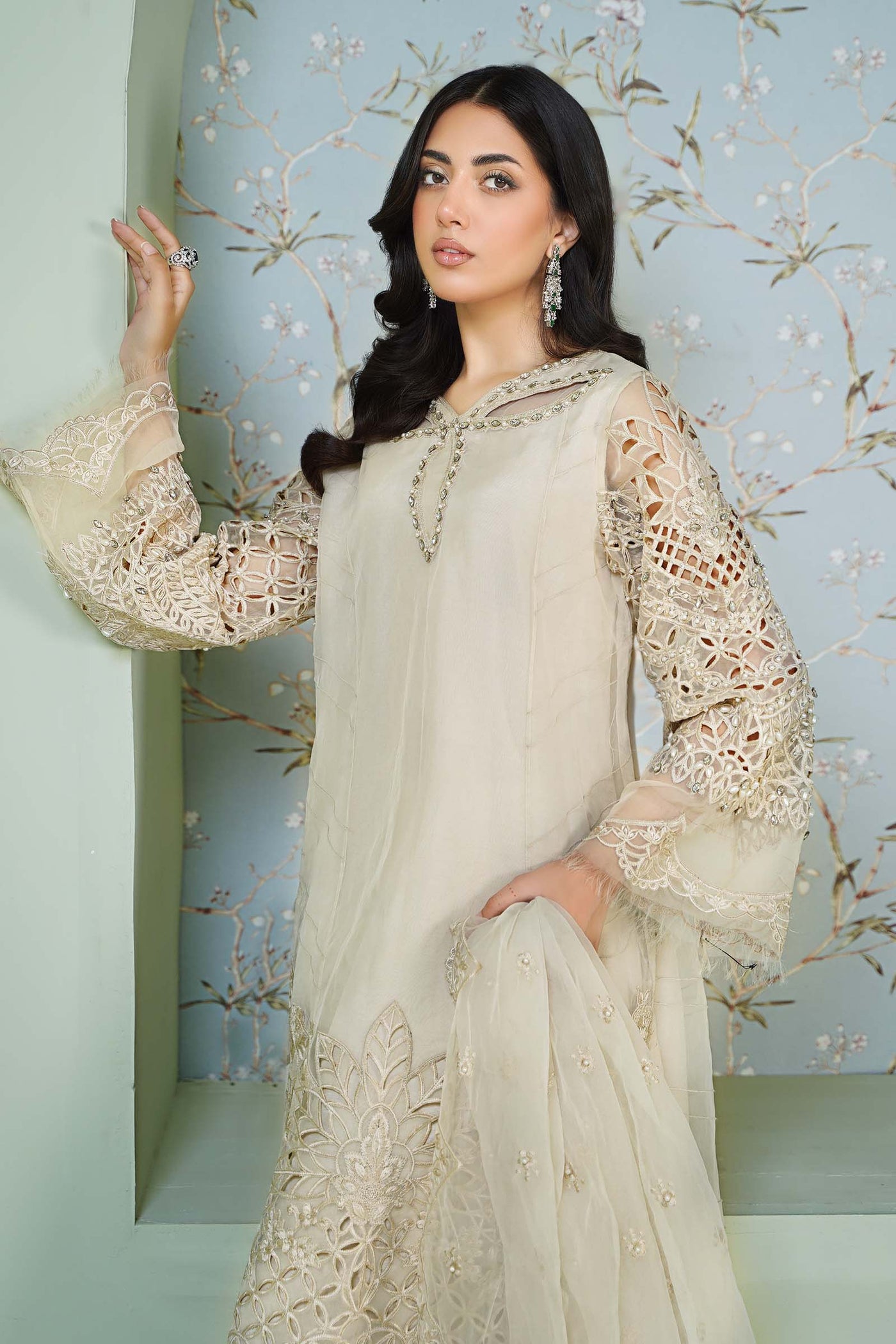 3 Piece Embroidered Organza Suit | SF-EA24-91