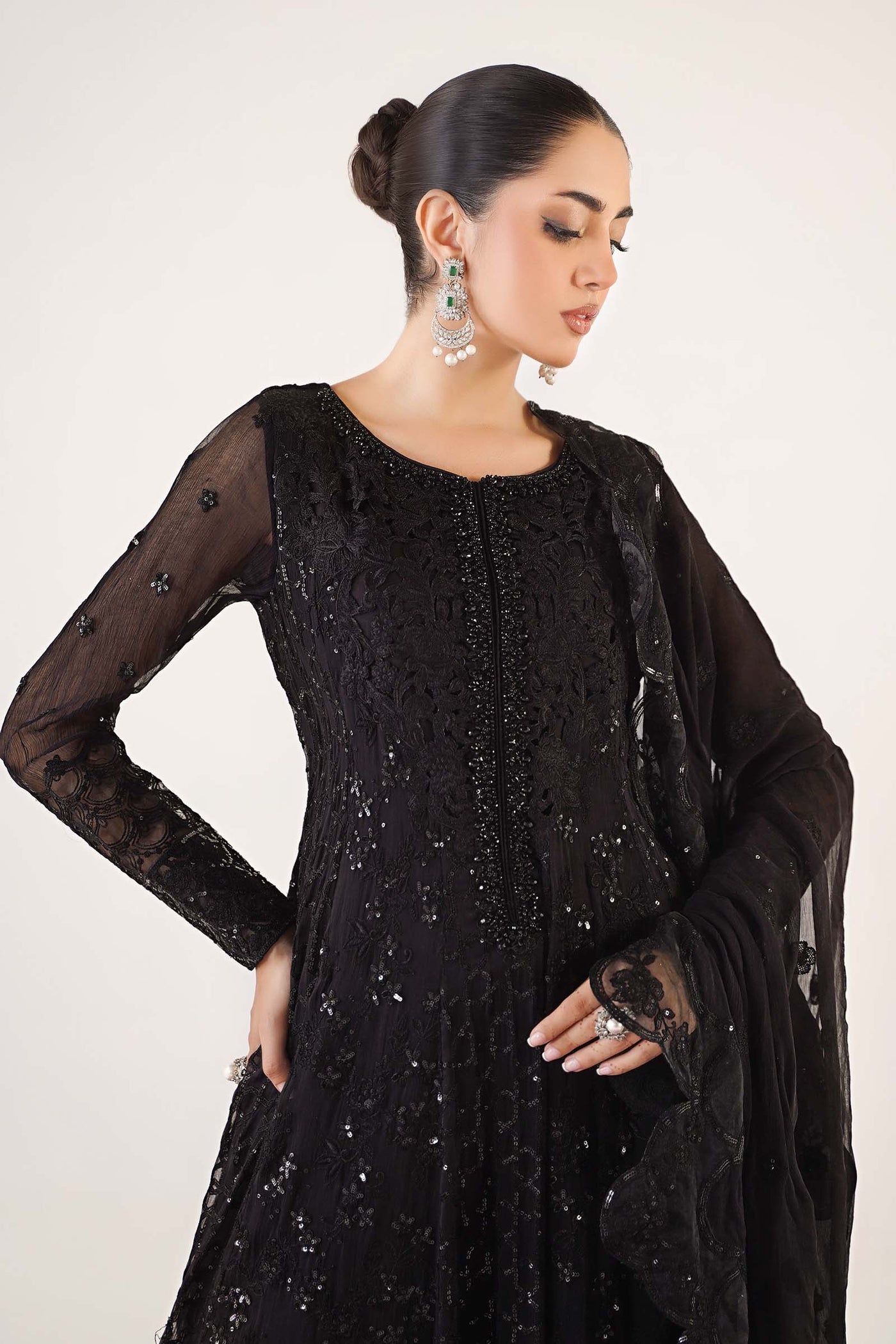 3 Piece Embroidered Chiffon Suit | SF-EA24-12