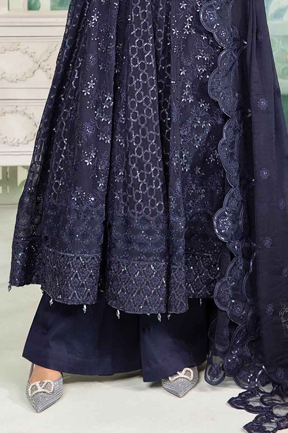 3 Piece Embroidered Chiffon Suit | SF-EA24-12