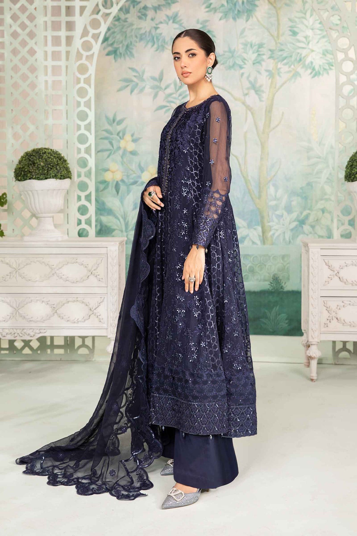 3 Piece Embroidered Chiffon Suit | SF-EA24-12