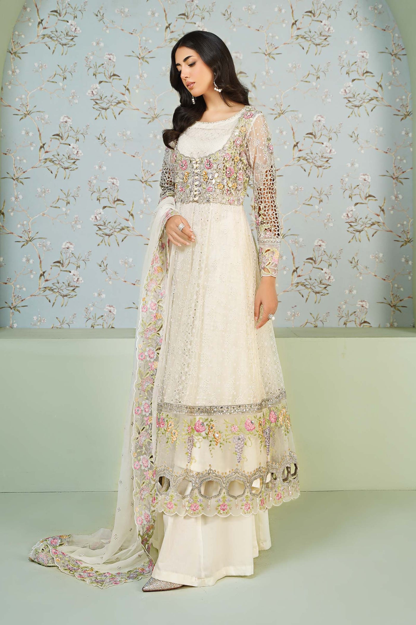 3 Piece Embroidered Organza Suit | SF-EA24-16