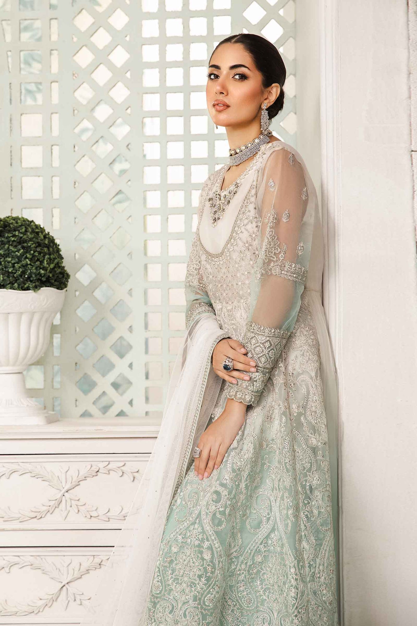 3 Piece Embroidered Organza Suit | SF-EA24-18