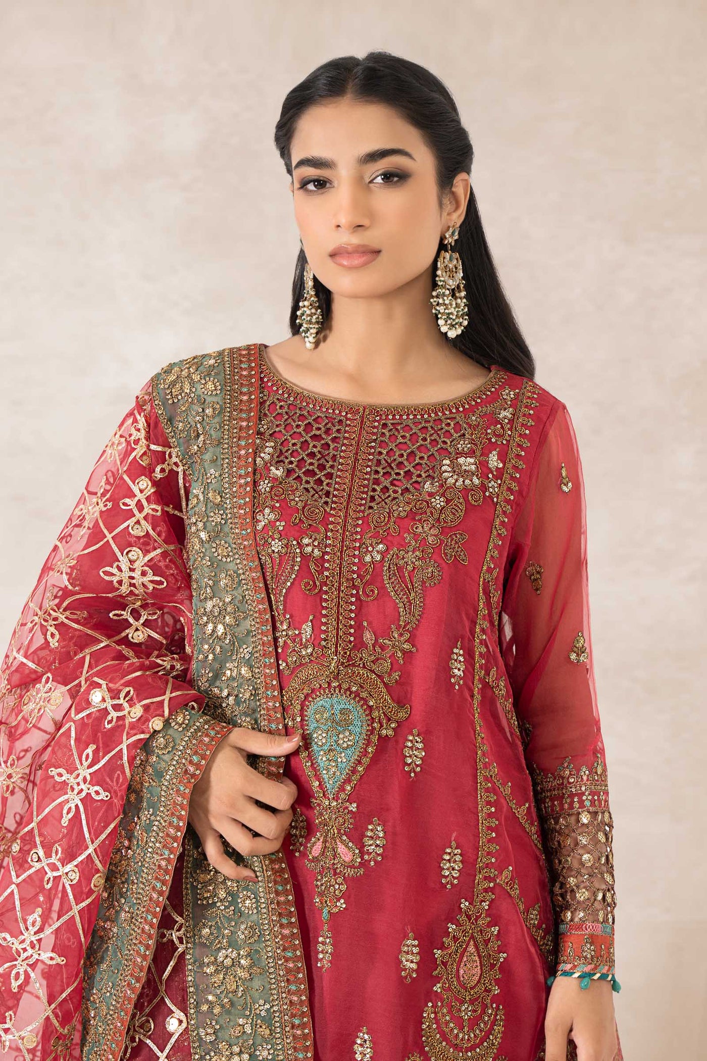 3 Piece Embroidered Organza Suit | SF-EA24-28