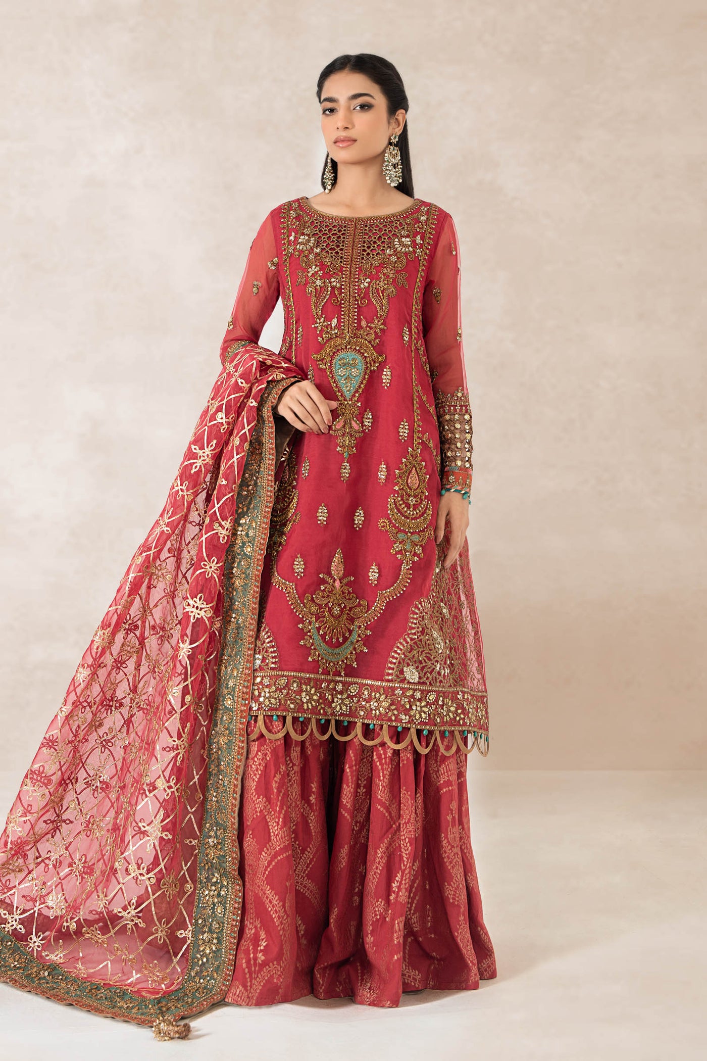 3 Piece Embroidered Organza Suit | SF-EA24-28