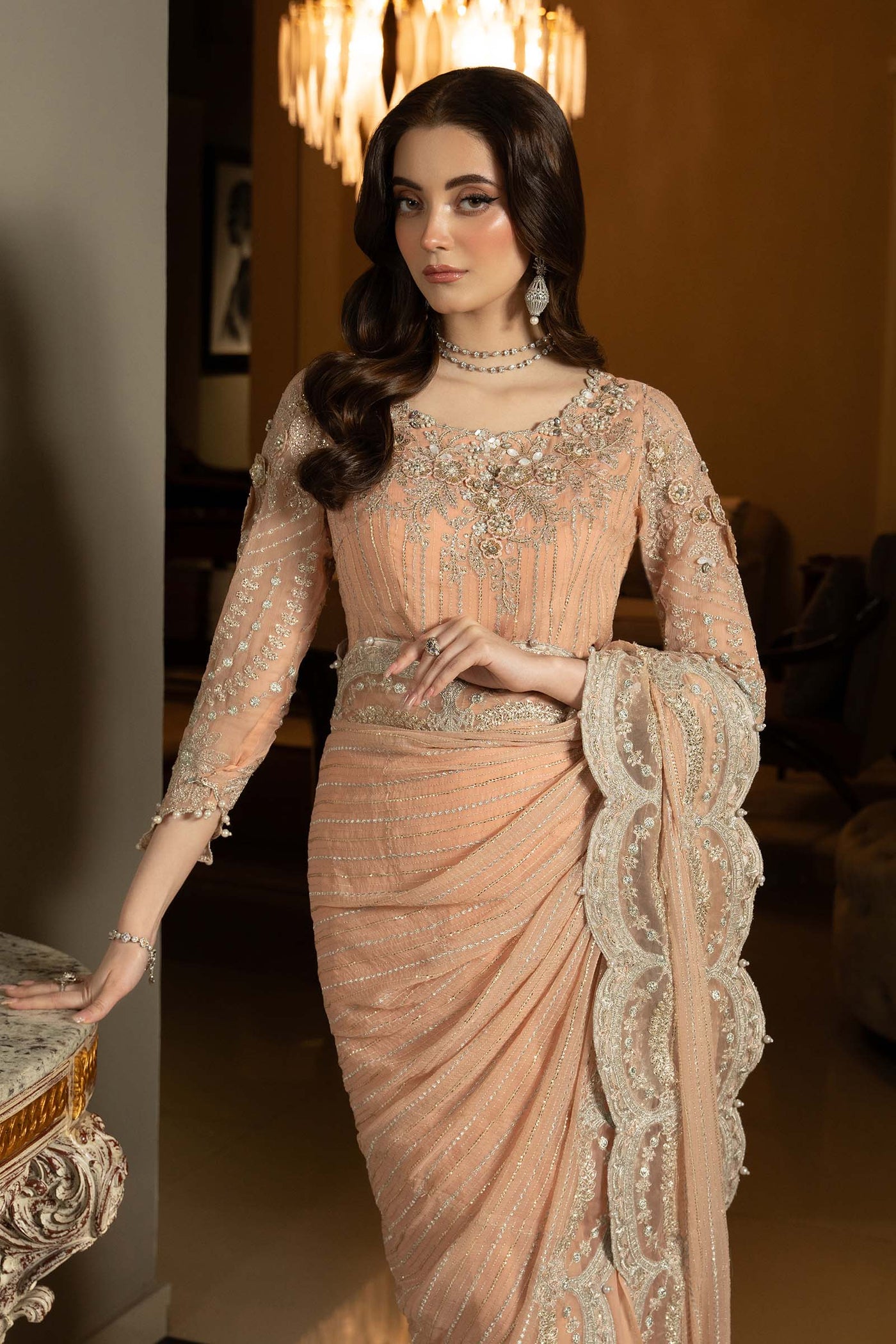 Embroidered Chiffon Saree | SF-EF25-38
