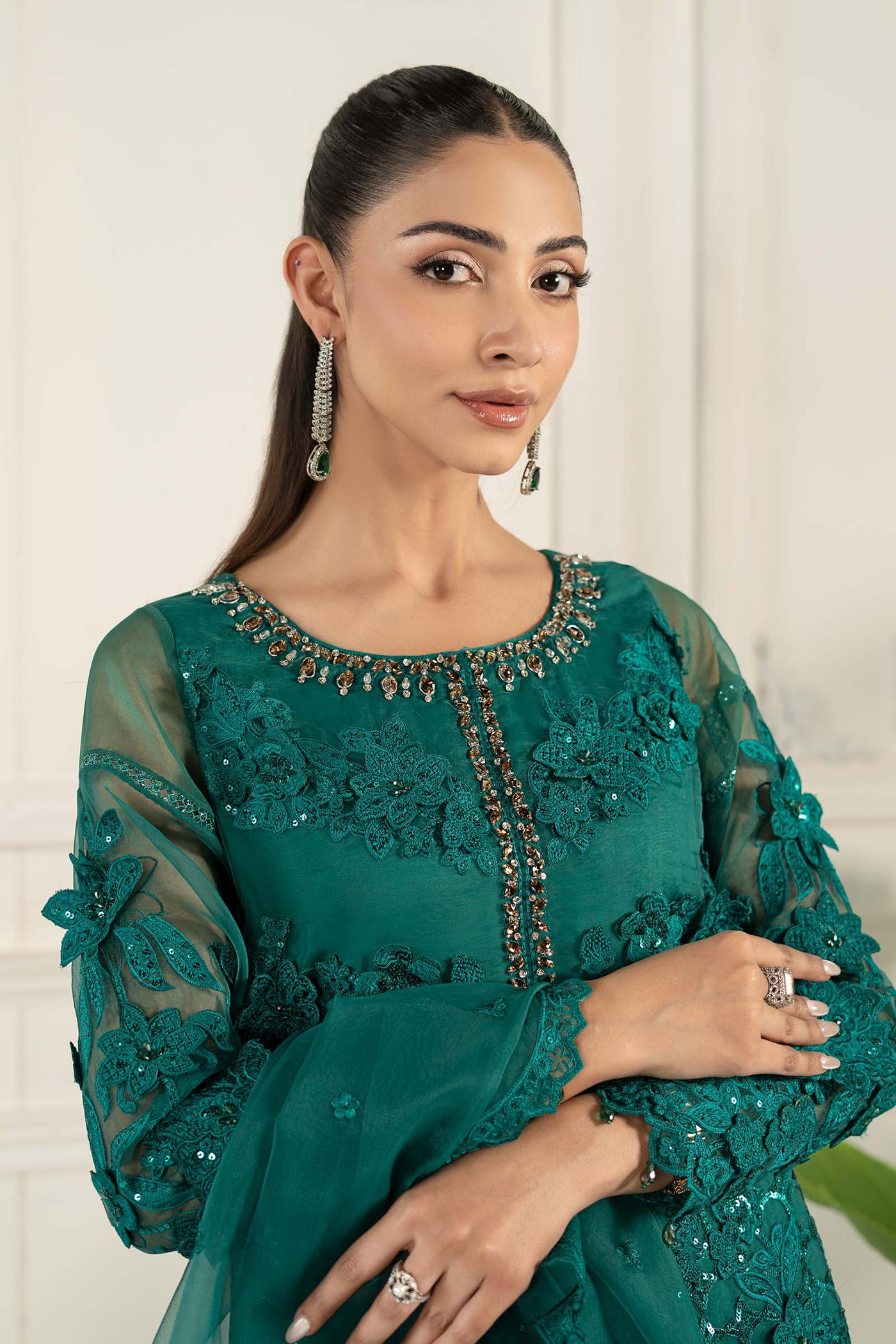 3 Piece Embroidered Organza Suit | SF-EF25-04