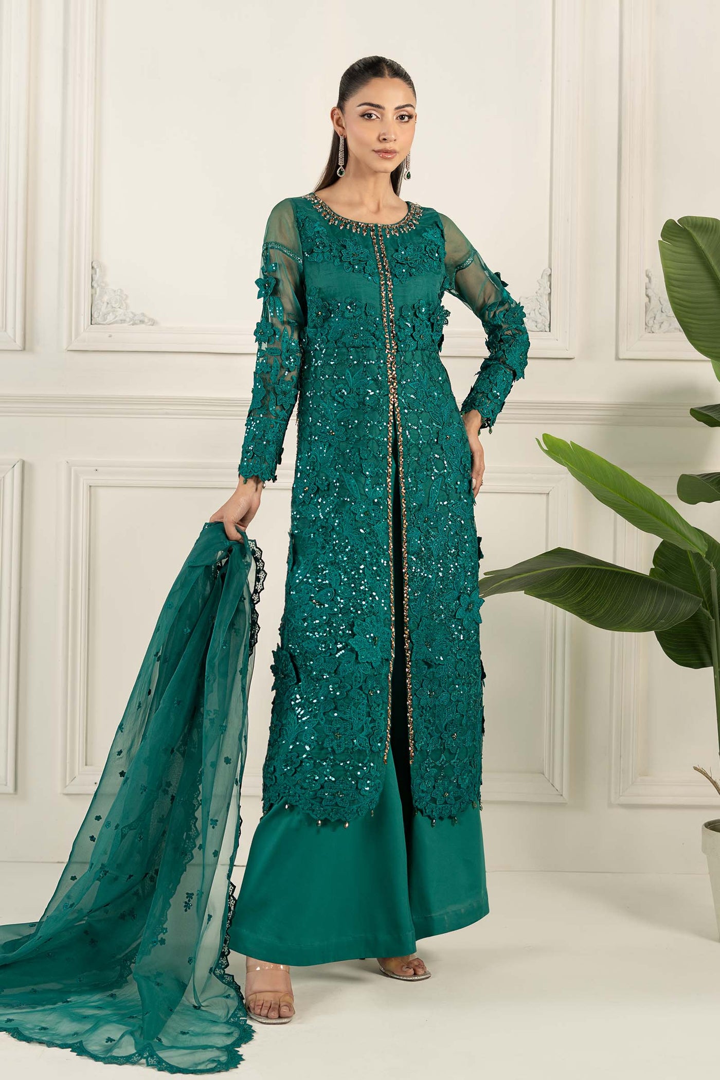 3 Piece Embroidered Organza Suit | SF-EF25-04