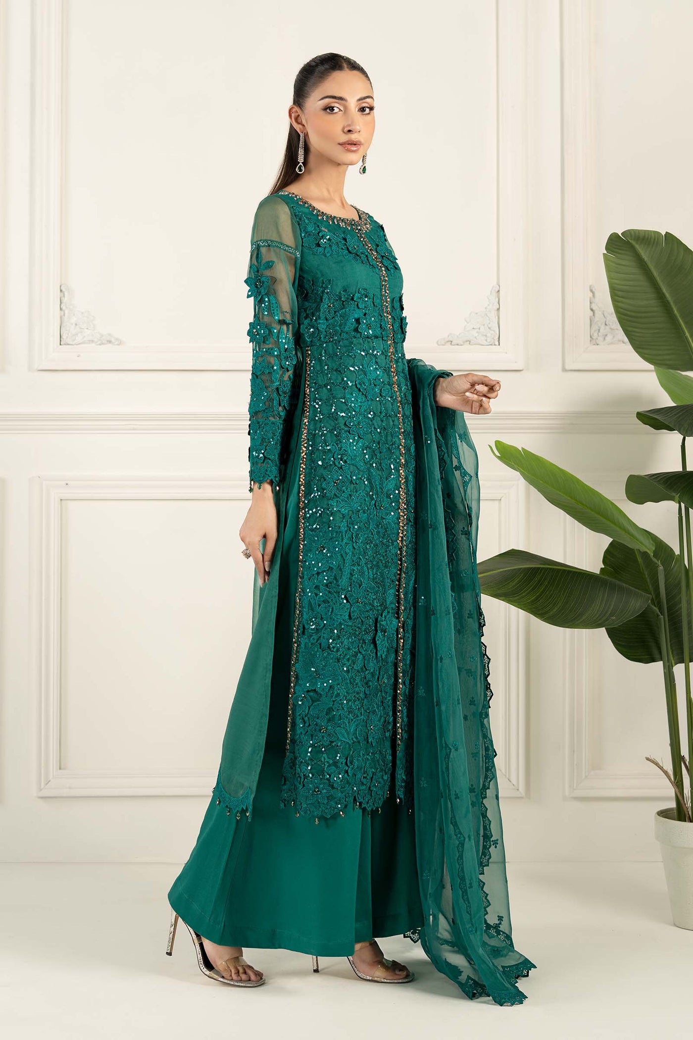 3 Piece Embroidered Organza Suit | SF-EF25-04