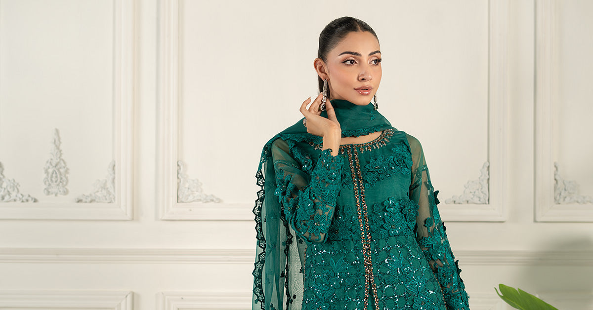 3 Piece Embroidered Organza Suit | SF-EF25-04