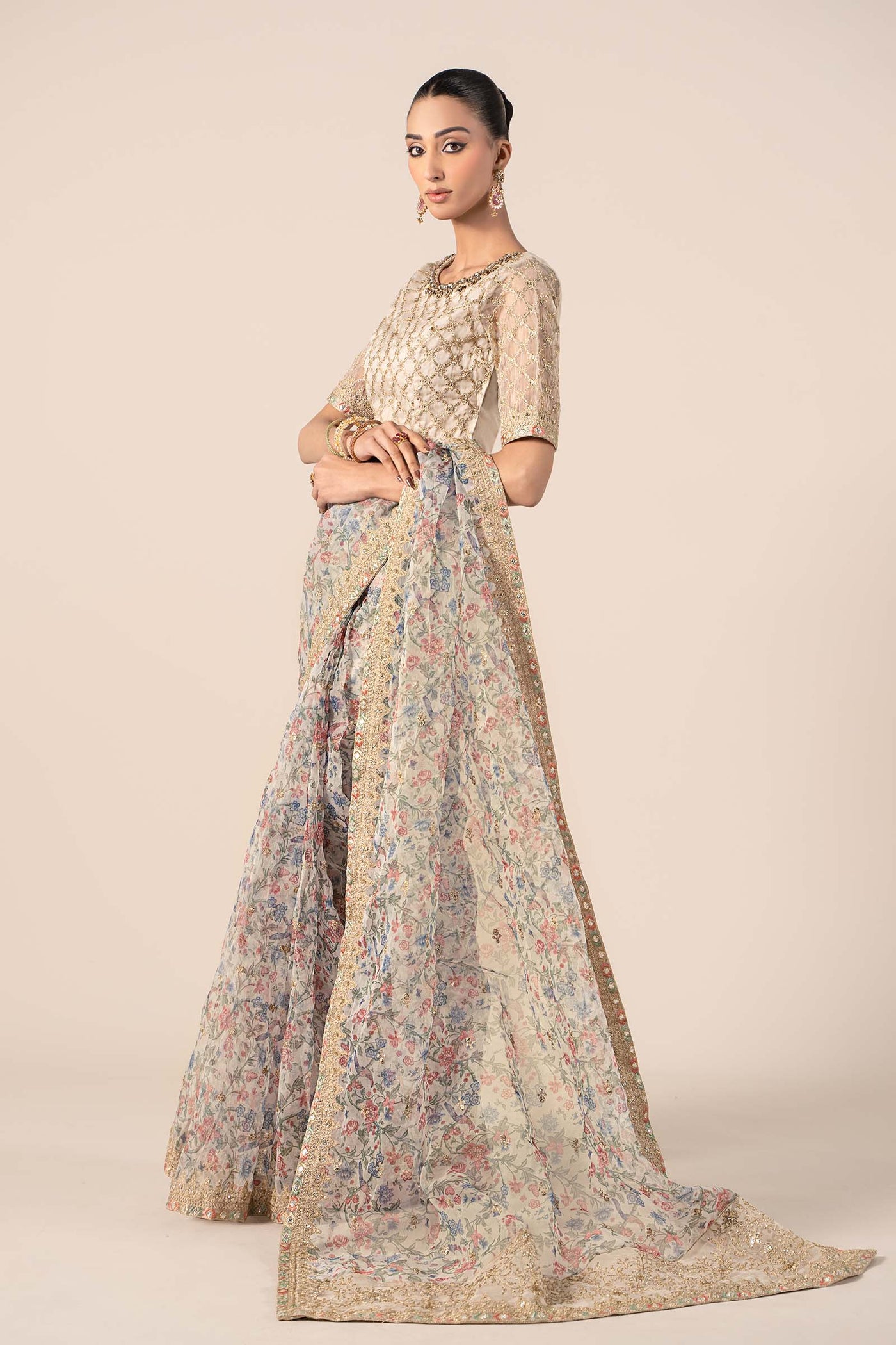 3 Piece Embroidered Organza Suit | SF-EF25-08