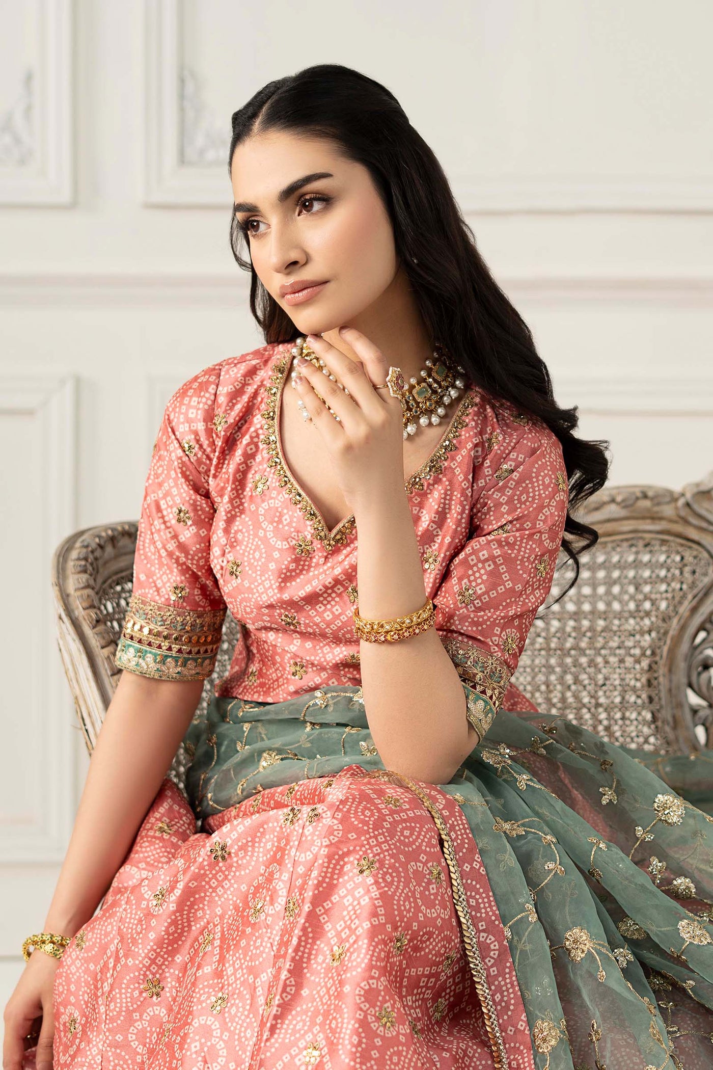 Embroidered Raw Silk Suit | SF-EF25-11