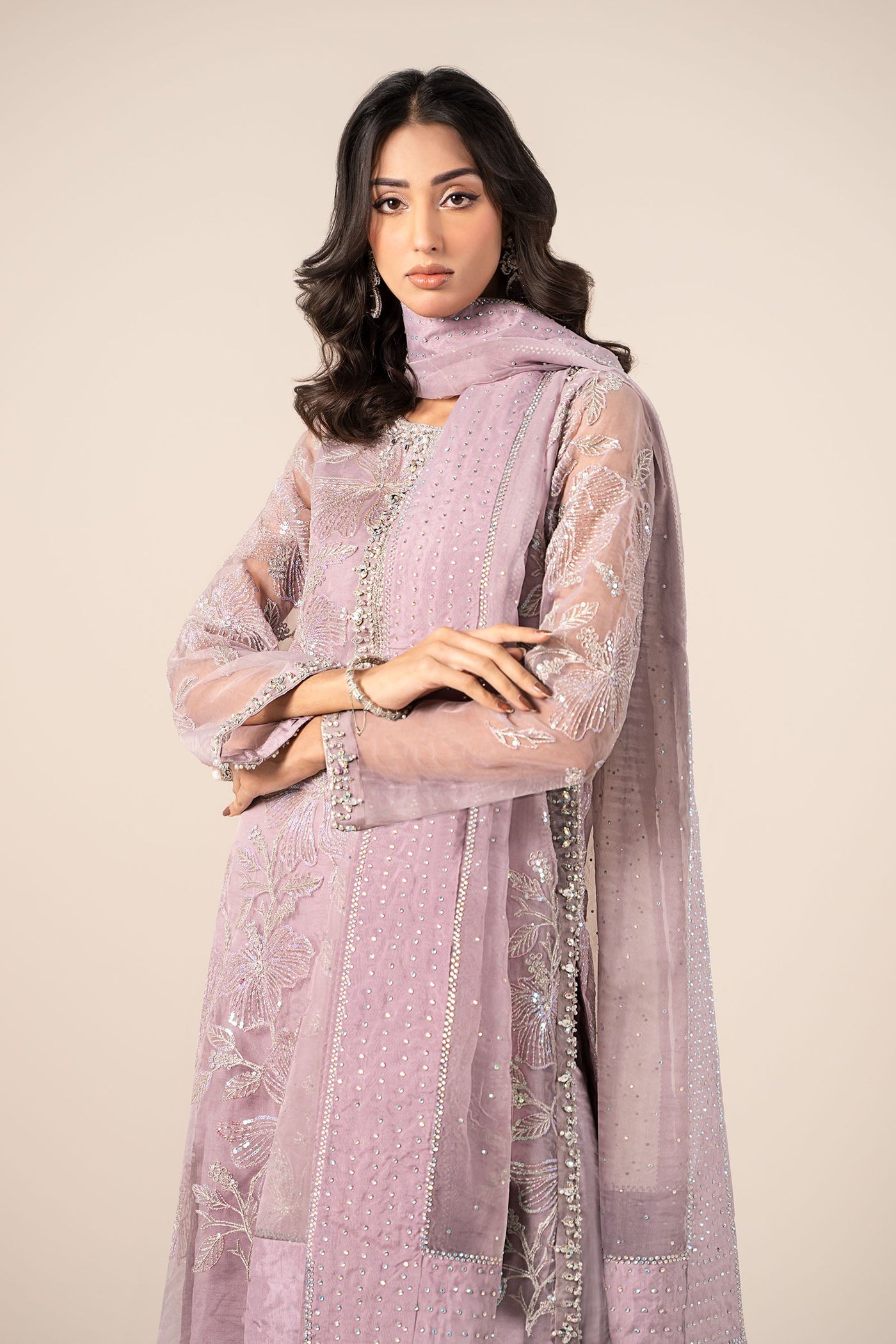 3 Piece Embroidered Organza Suit | SF-EF25-15