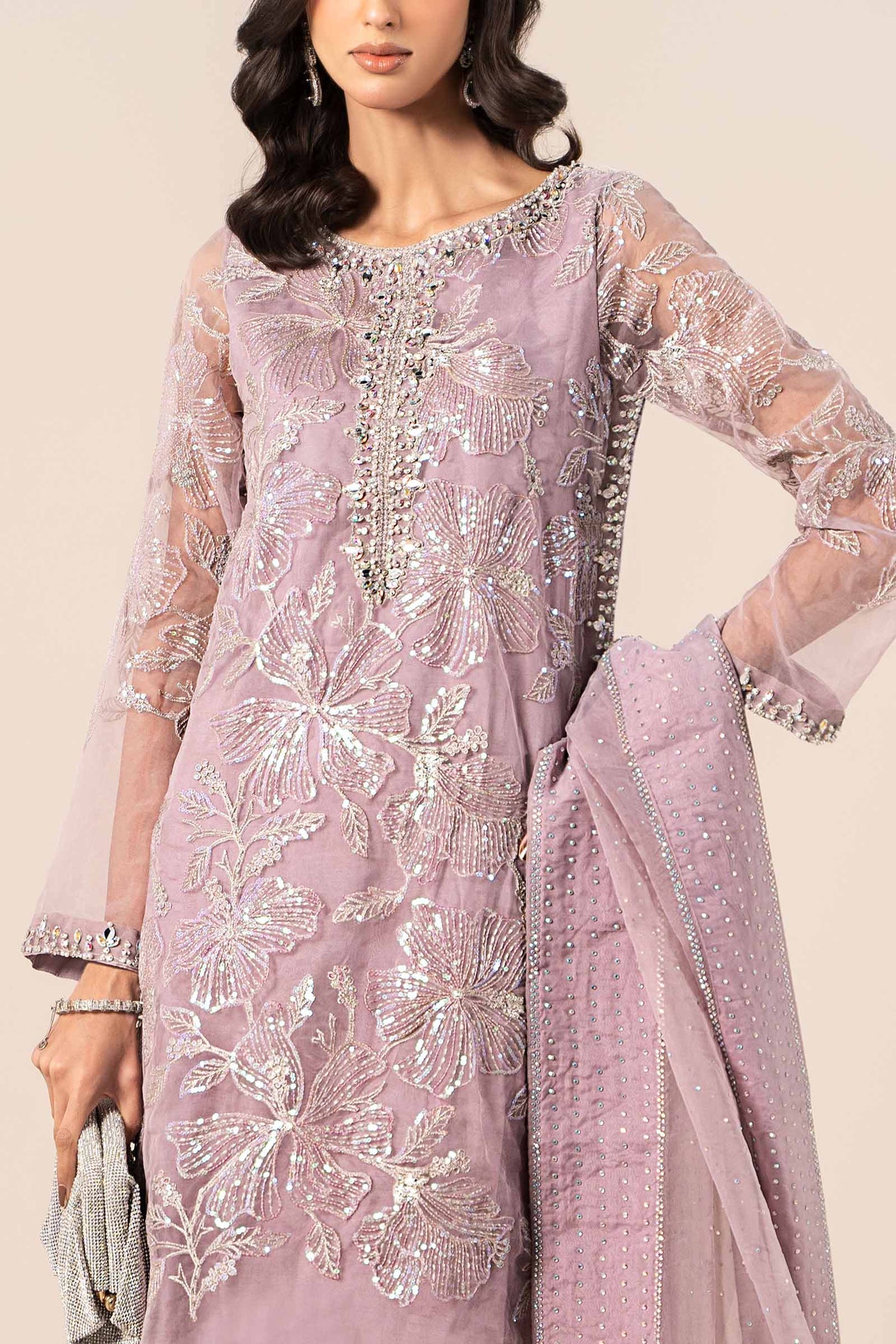 3 Piece Embroidered Organza Suit | SF-EF25-15