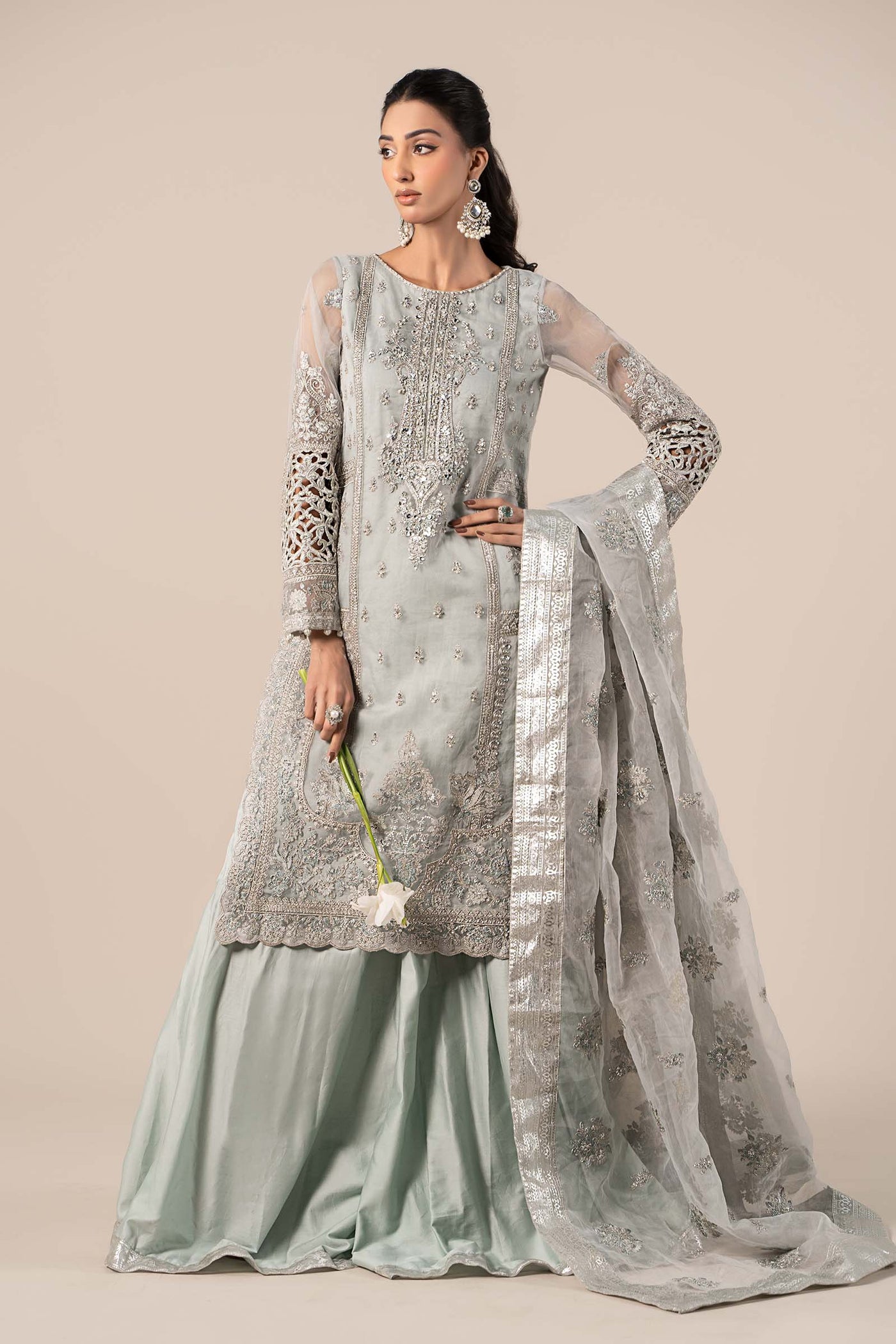 3 Piece Embroidered Organza Suit | SF-EF25-24