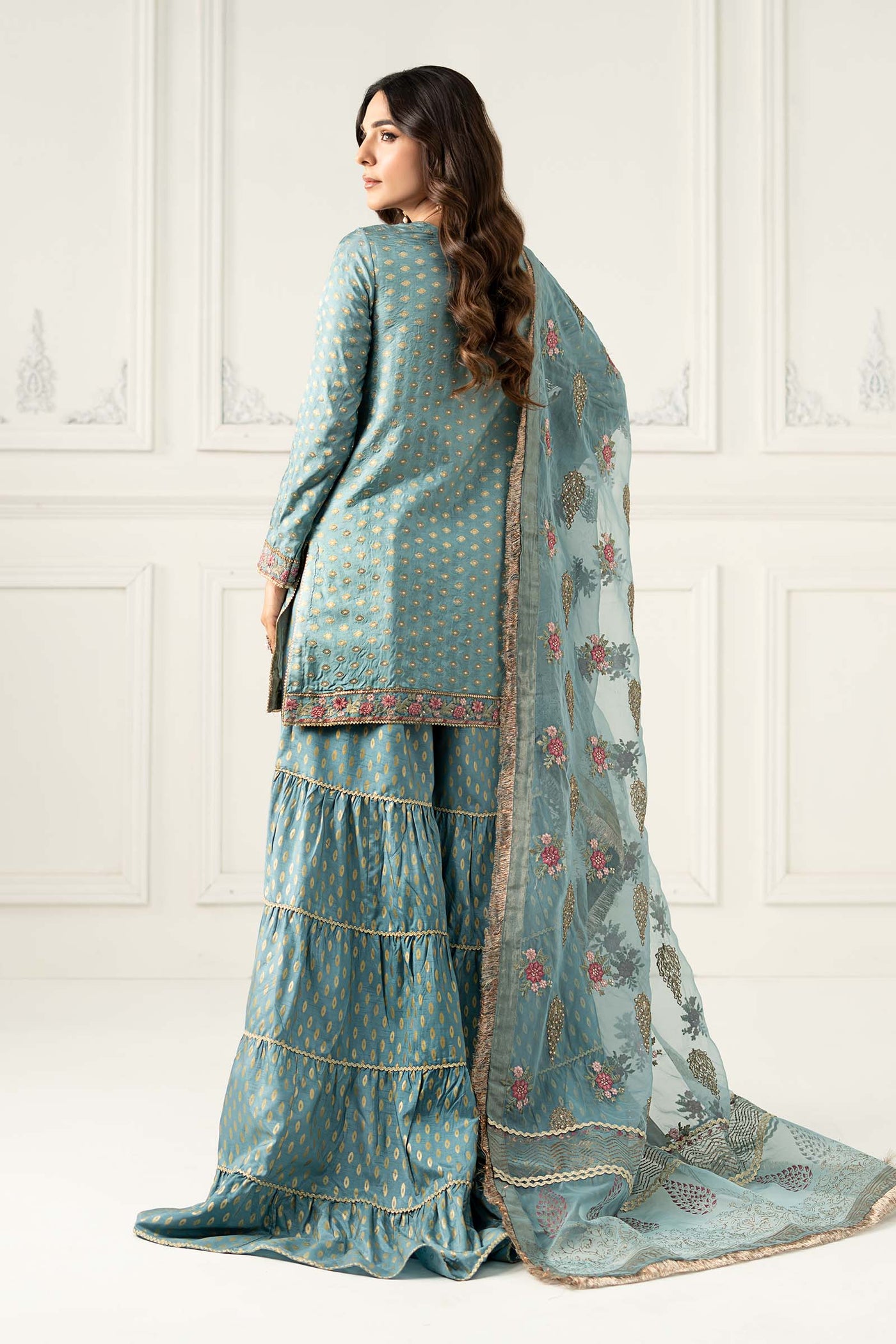 3 Piece Embroidered Silk Jacquard Suit | SF-EF25-31