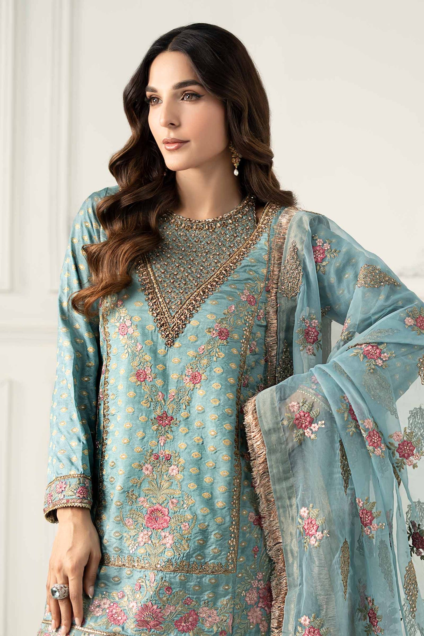 3 Piece Embroidered Silk Jacquard Suit | SF-EF25-31