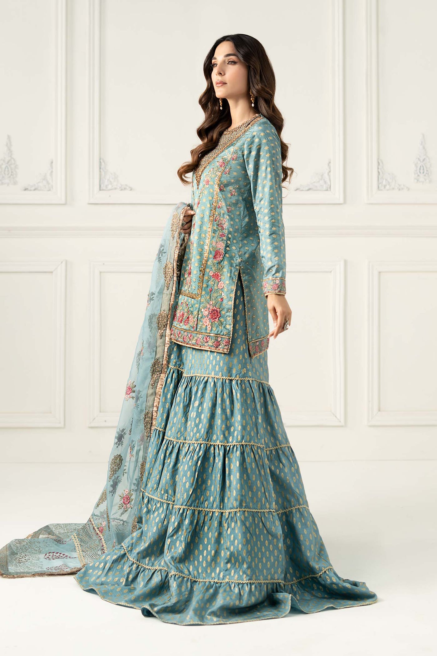 3 Piece Embroidered Silk Jacquard Suit | SF-EF25-31