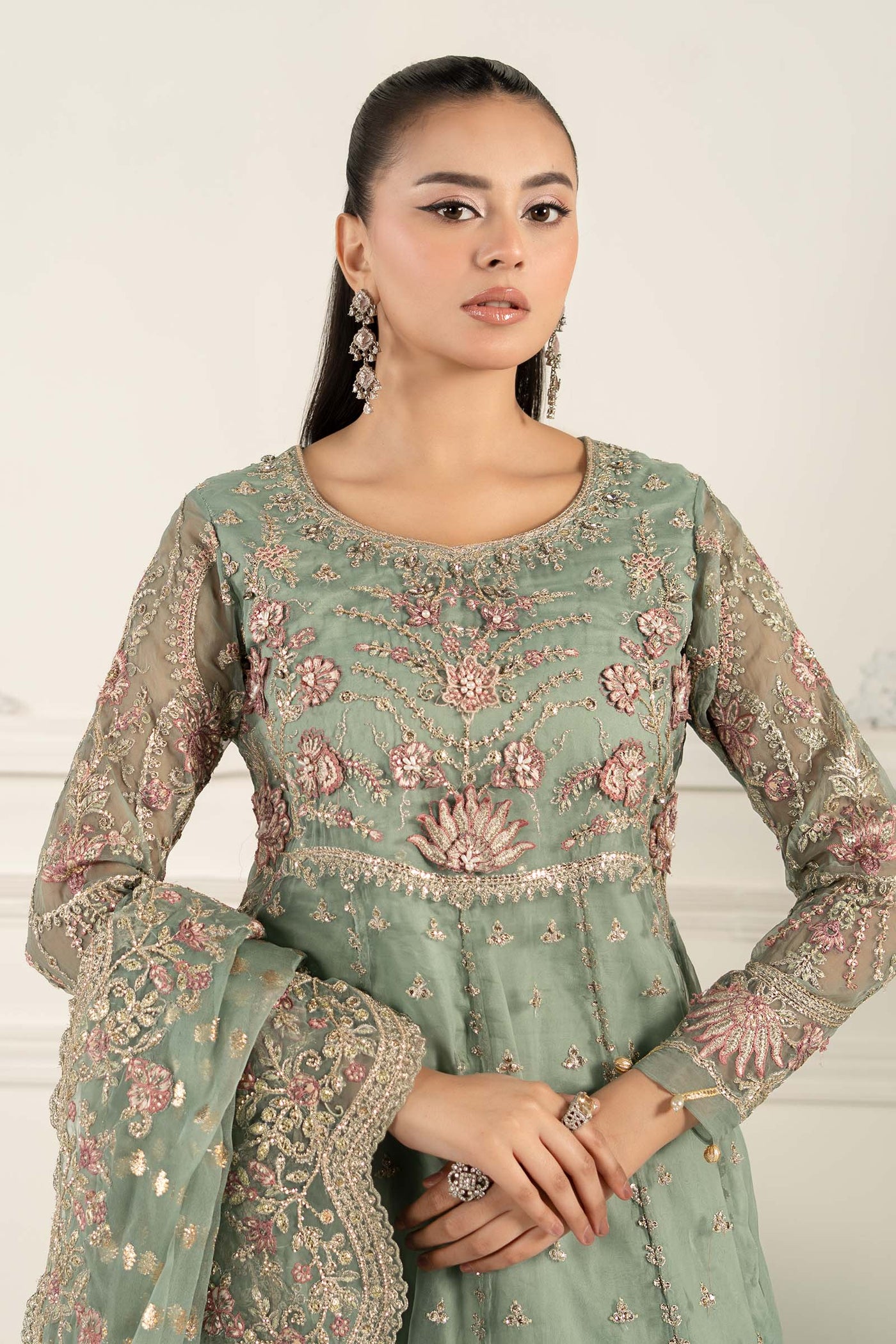 3 Piece Embroidered Organza Suit | SF-EF25-40