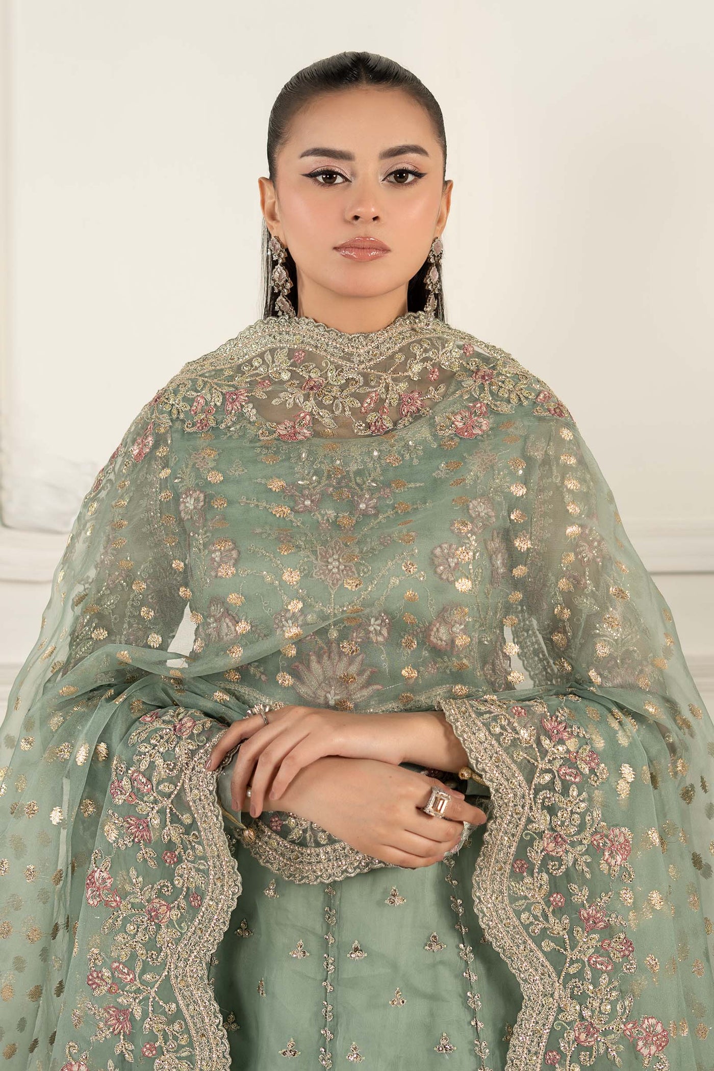 3 Piece Embroidered Organza Suit | SF-EF25-40