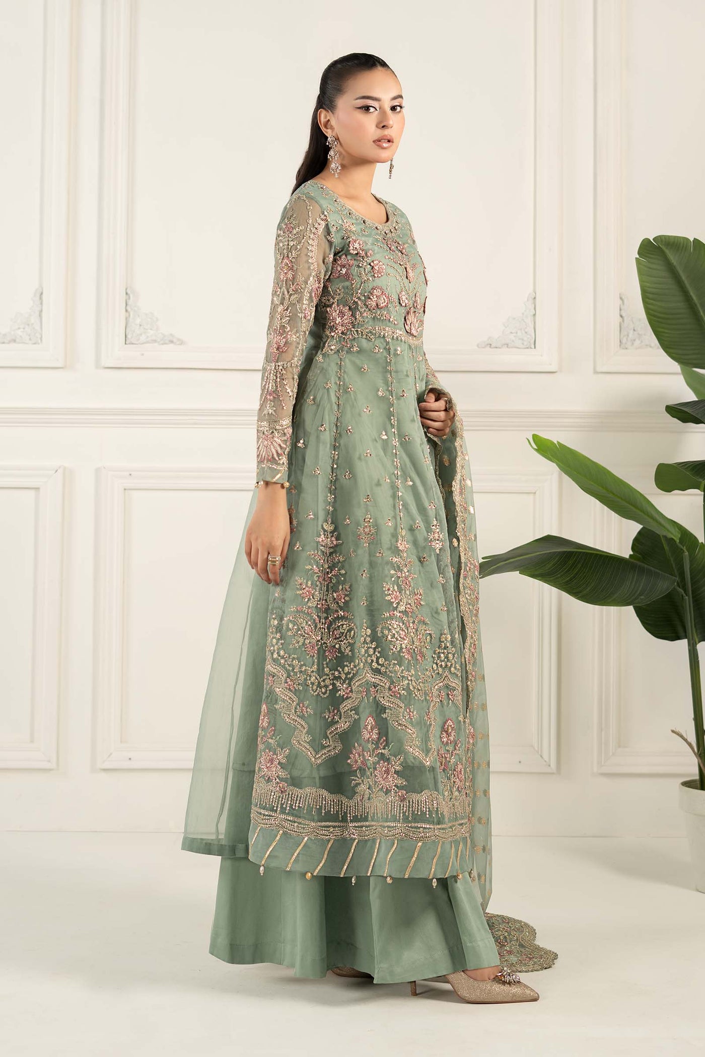 3 Piece Embroidered Organza Suit | SF-EF25-40