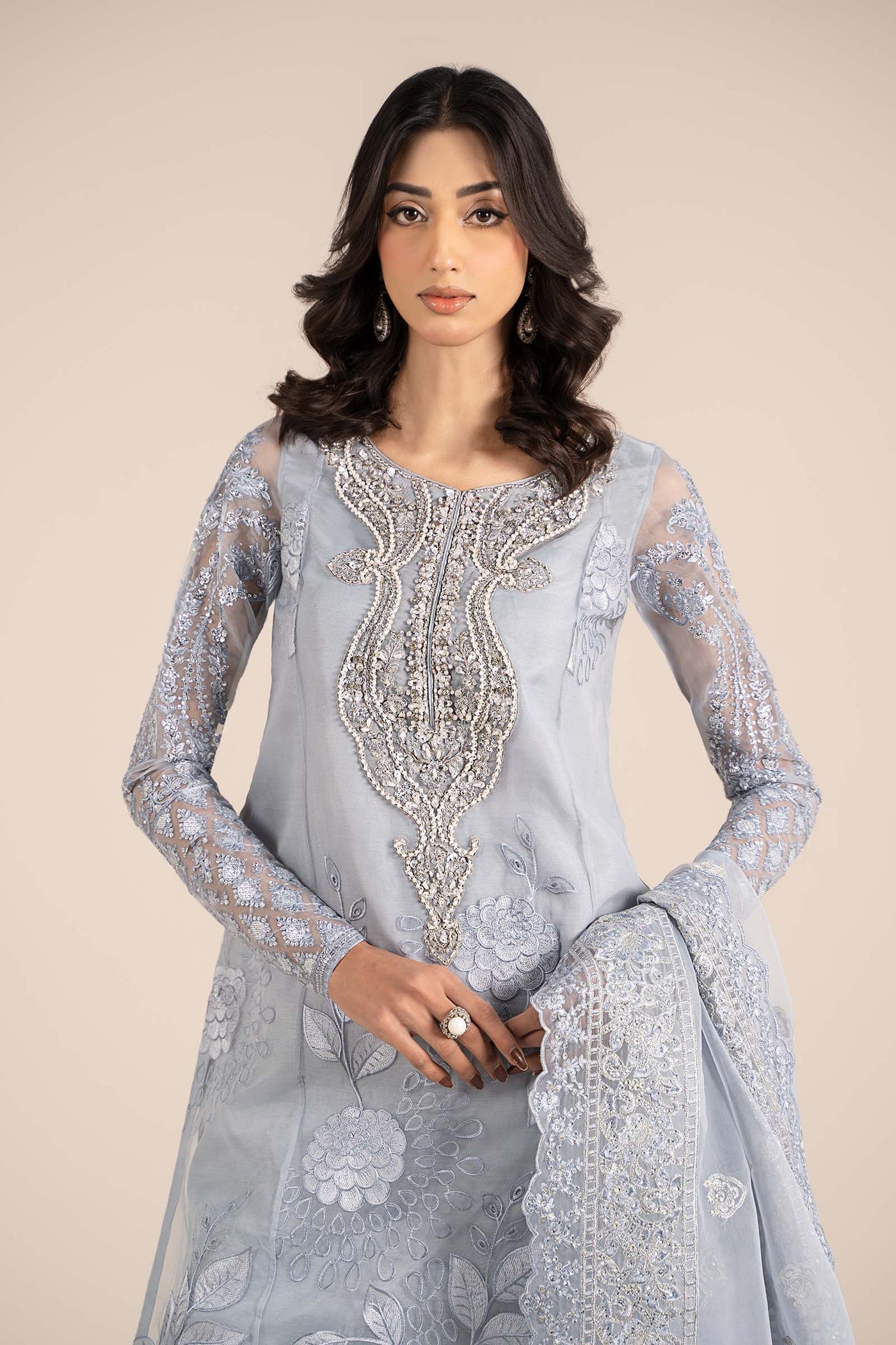 3 Piece Embroidered Organza Suit | SF-EF25-51