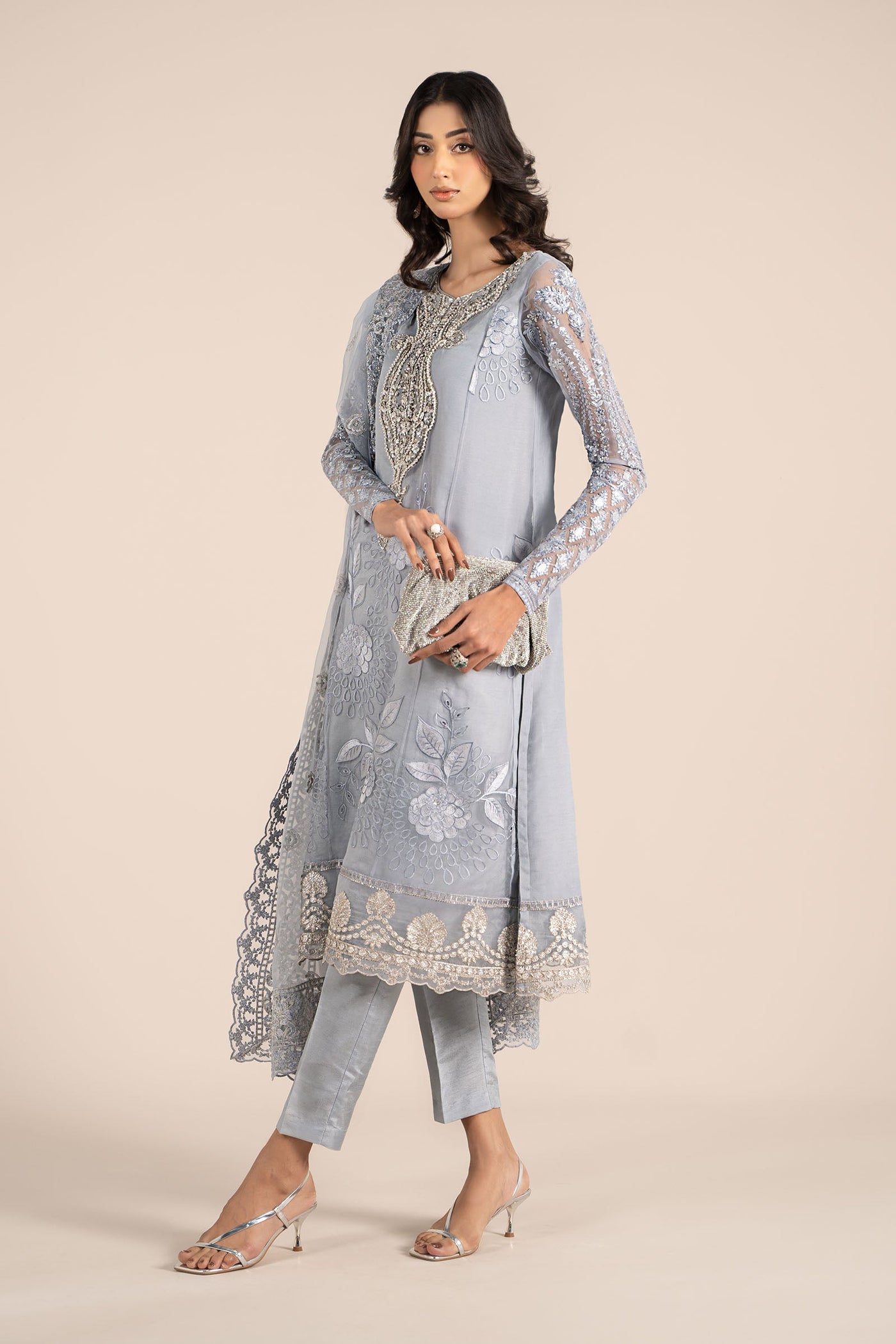 3 Piece Embroidered Organza Suit | SF-EF25-51