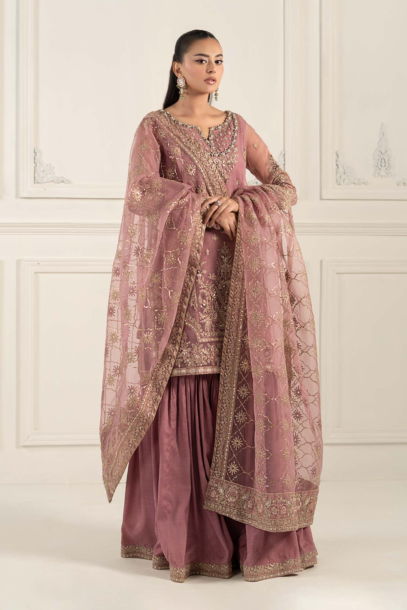 3 Piece Embroidered Organza Suit | SF-EF25-53