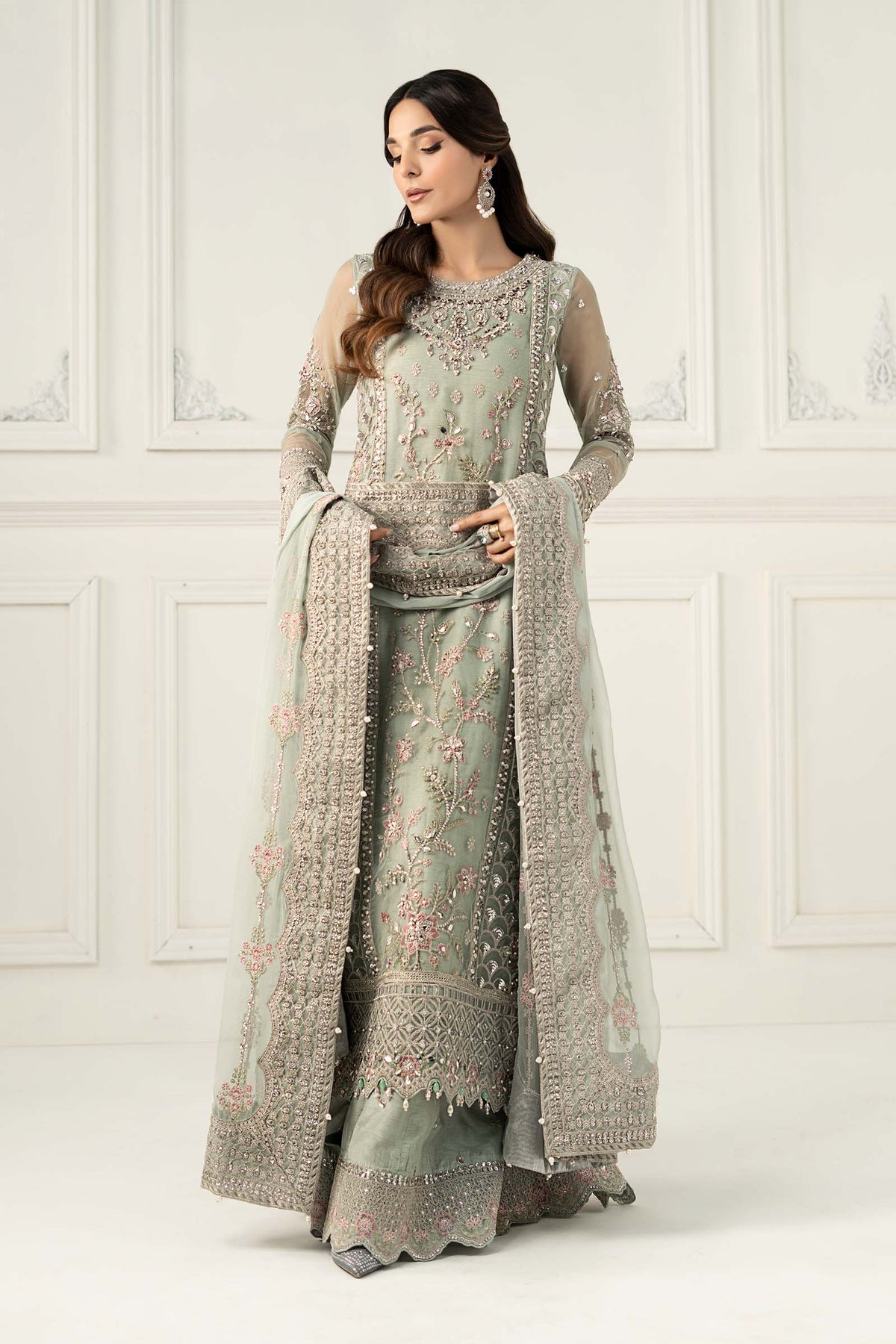 3 Piece Embroidered Raw Silk Suit | SF-EF25-65 – Maria.B. Designs (AE)