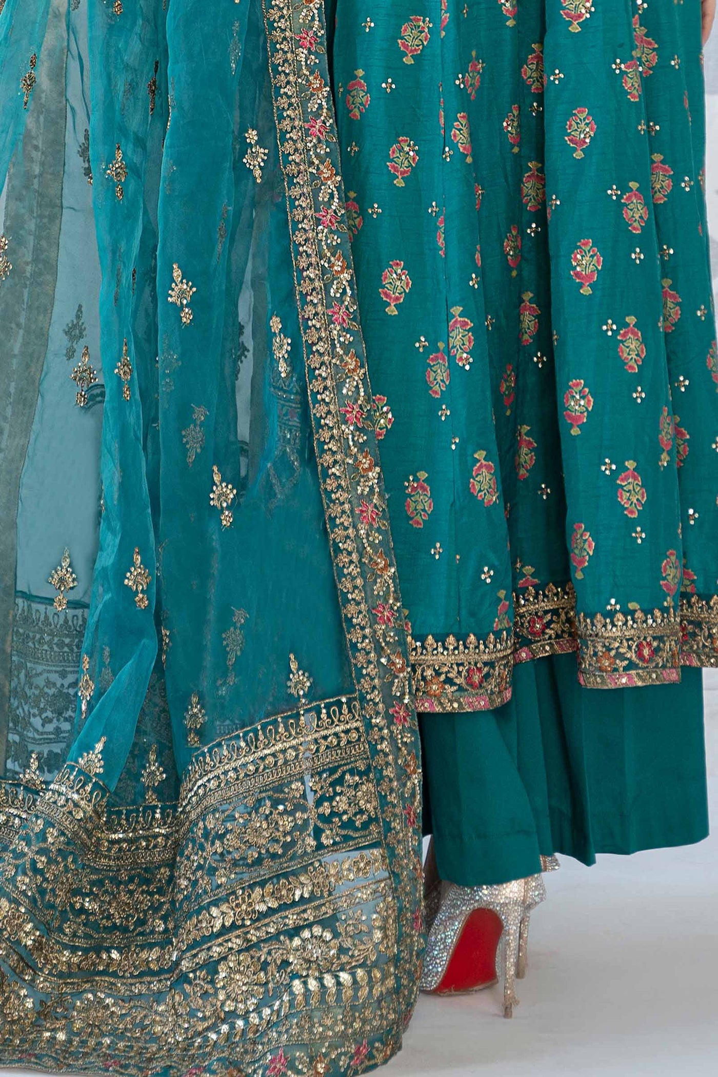 3 Piece Printed Raw Silk Suit | SF-EF24-23