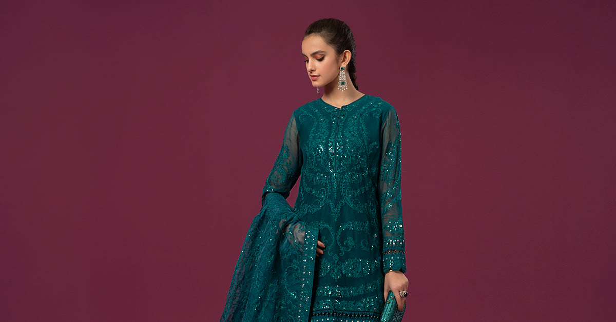 3 Piece Embroidered Organza Suit | SF-EF24-39