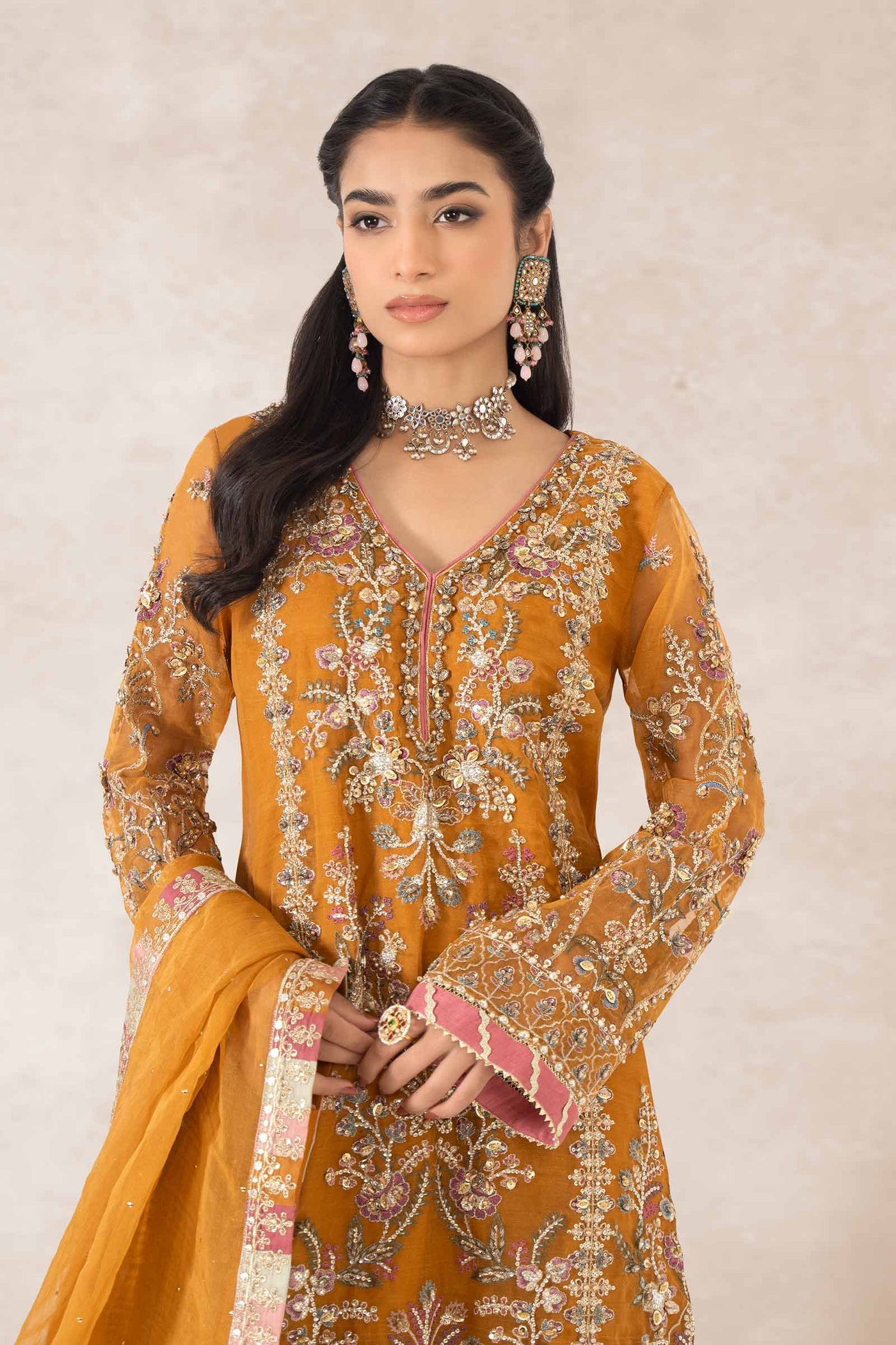 3 Piece Embellished Organza Suit | SF-PF24-05