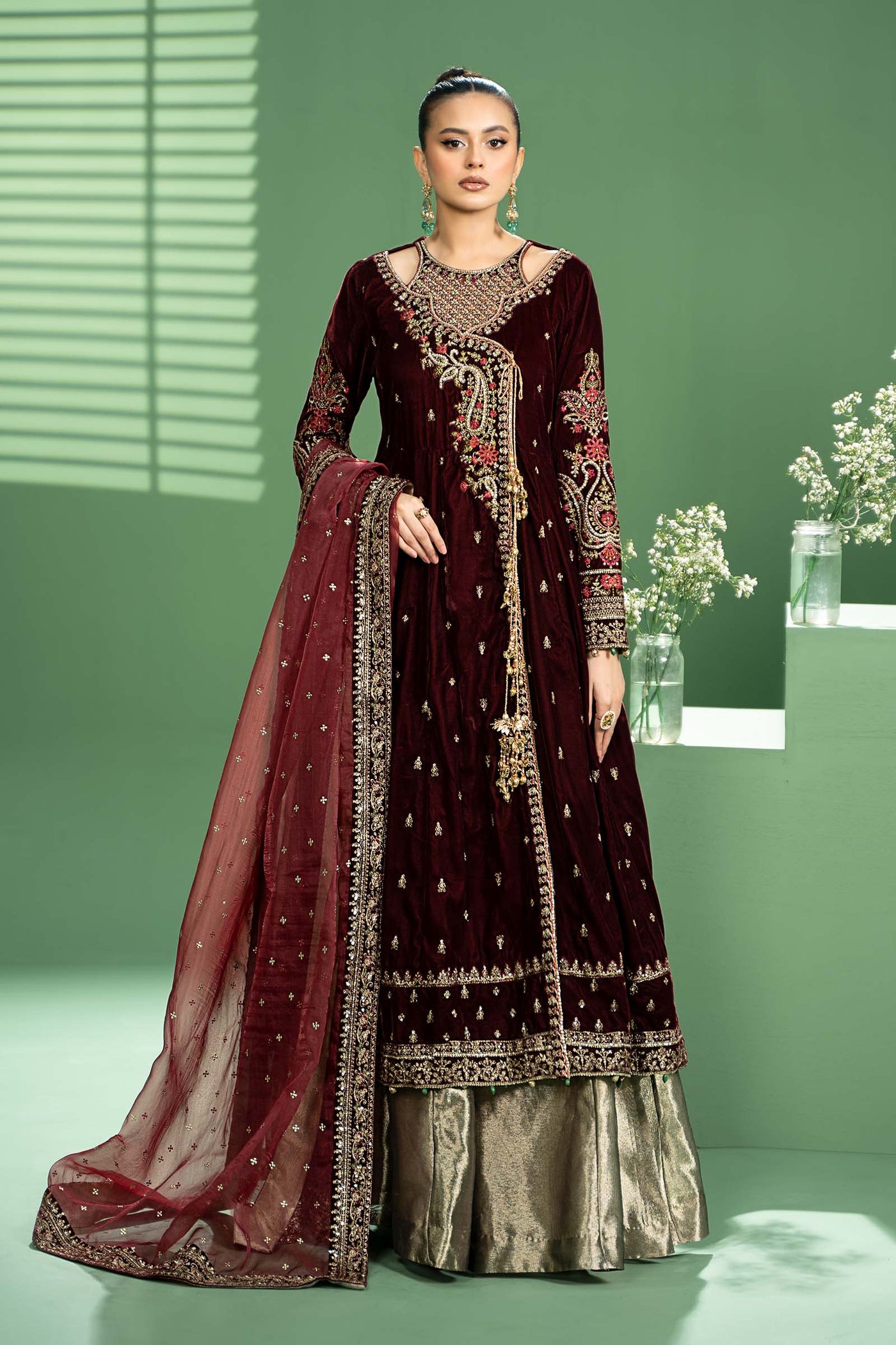 3 Piece Embroidered Velvet Suit | SF-W24-02