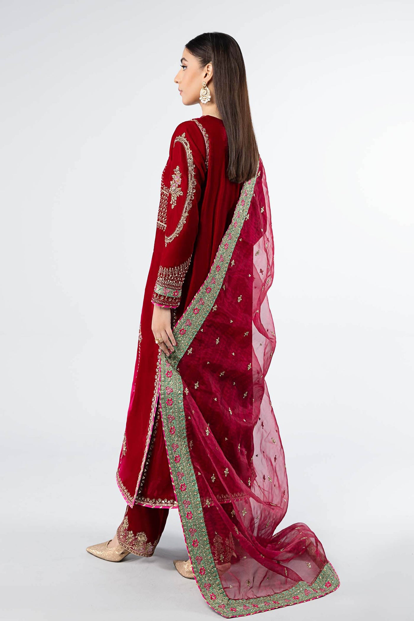 3 Piece Embroidered Velvet Suit | SF-W24-34