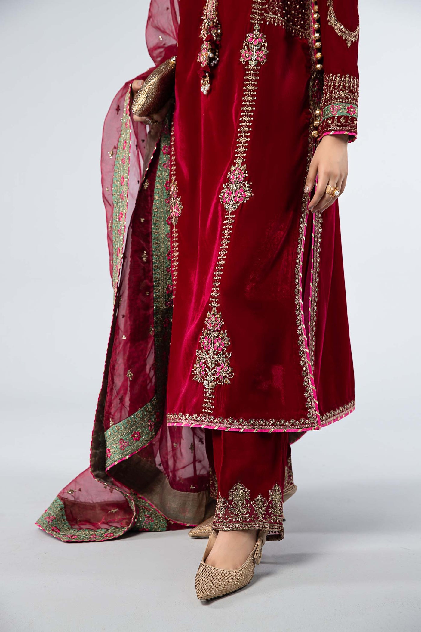 3 Piece Embroidered Velvet Suit | SF-W24-34