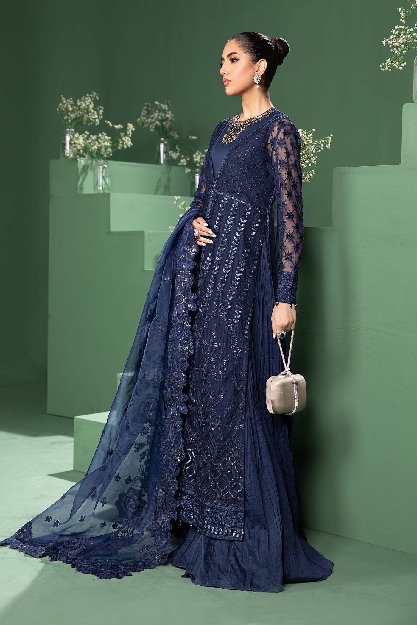 3 Piece Embroidered Net Suit | SF-W24-44